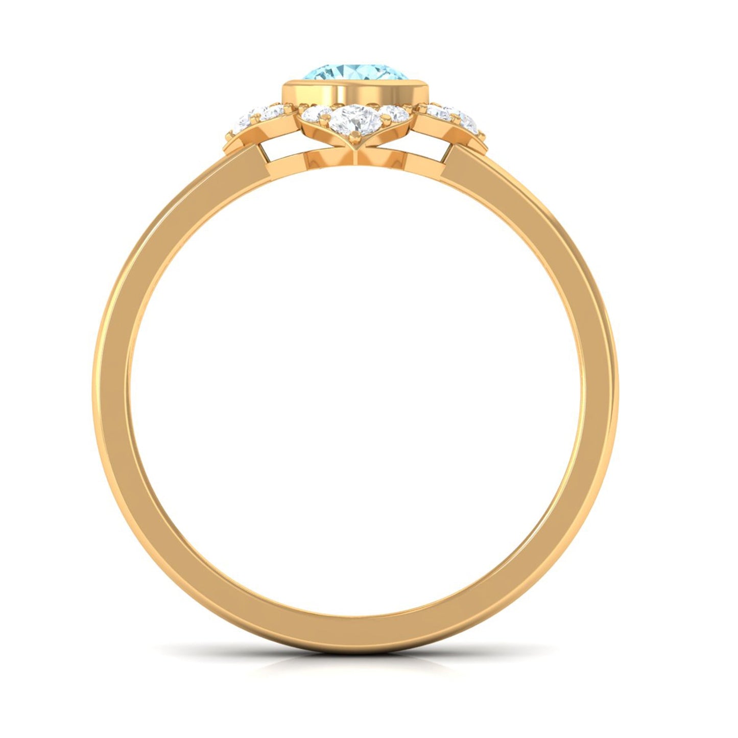 Bezel Set Aquamarine and Diamond Flower Engagement Ring with Certificate