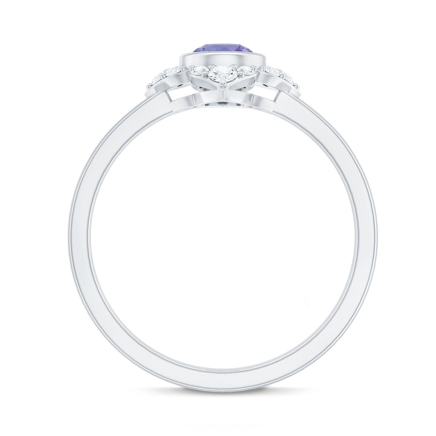 Certified Real Tanzanite Flower Engagement Ring with Diamond
