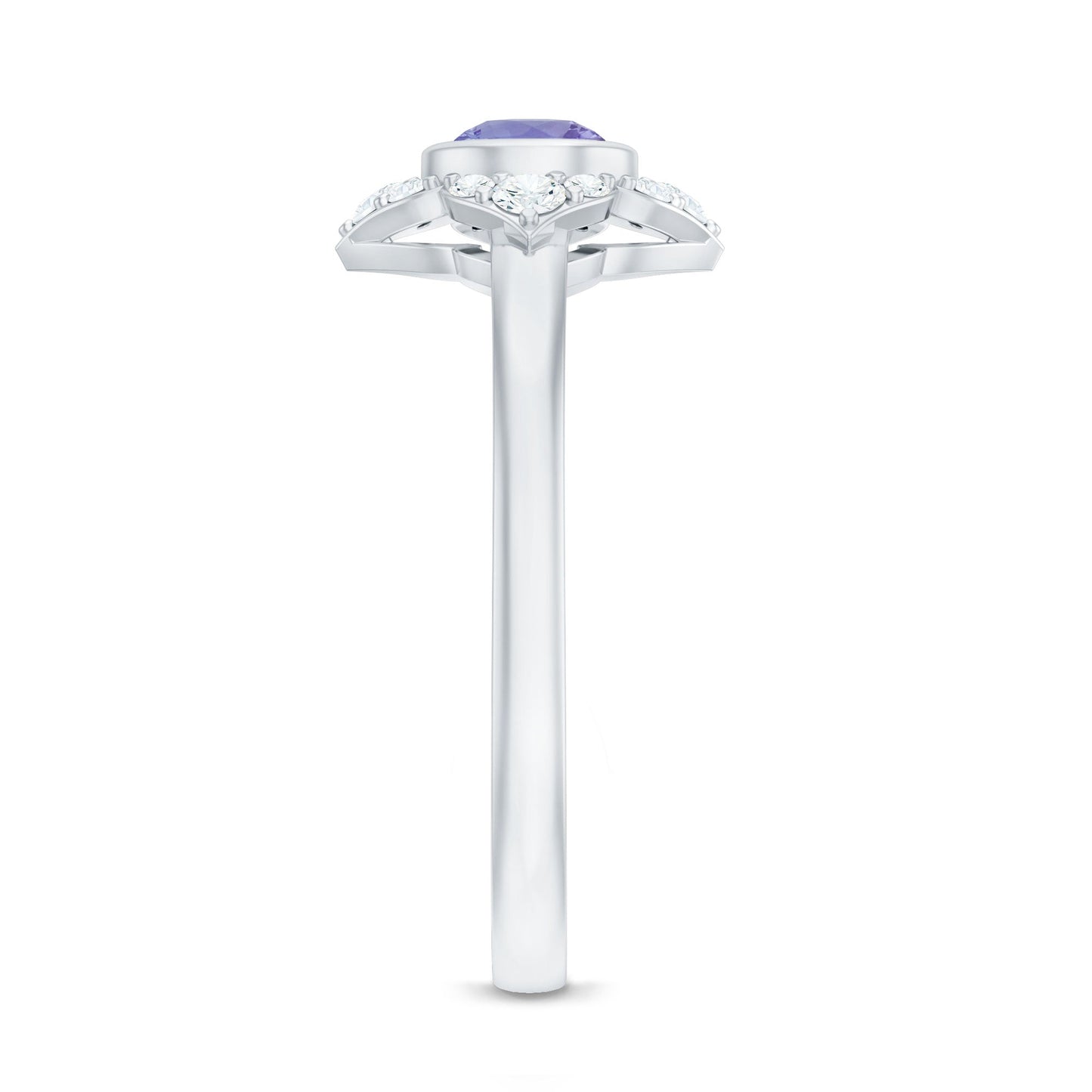 Certified Real Tanzanite Flower Engagement Ring with Diamond