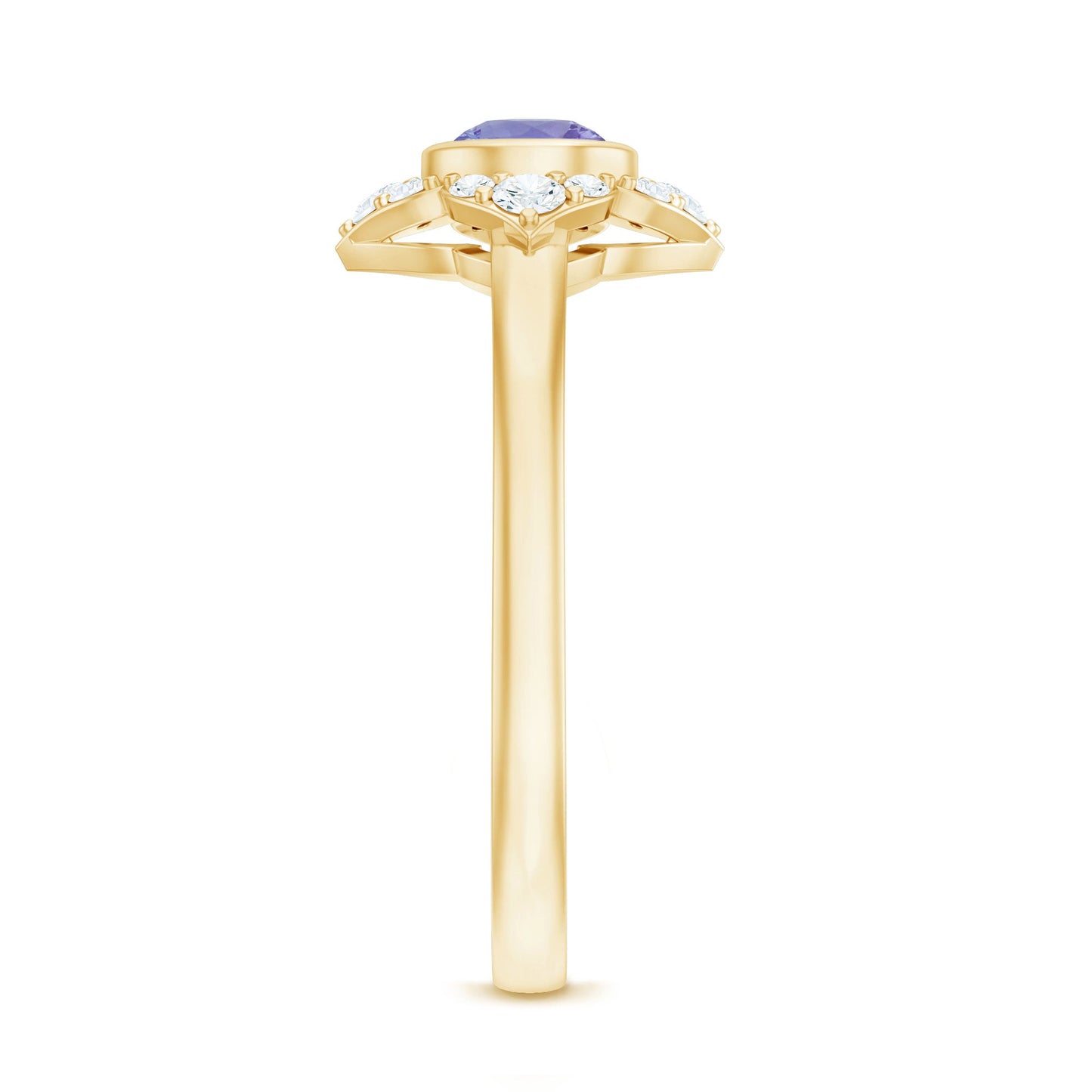 Certified Real Tanzanite Flower Engagement Ring with Diamond