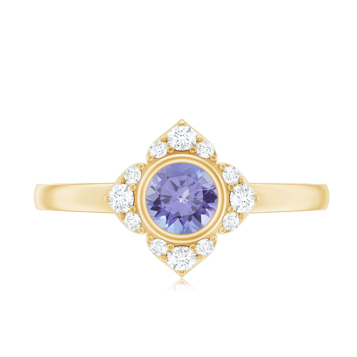 Certified Real Tanzanite Flower Engagement Ring with Diamond
