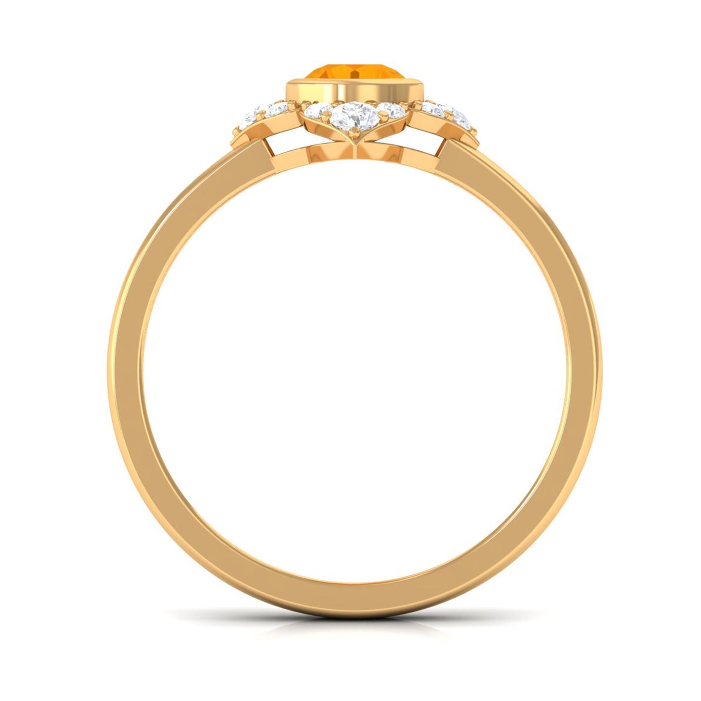 Bezel Set Orange Fire Opal Flower Engagement Ring with Diamond