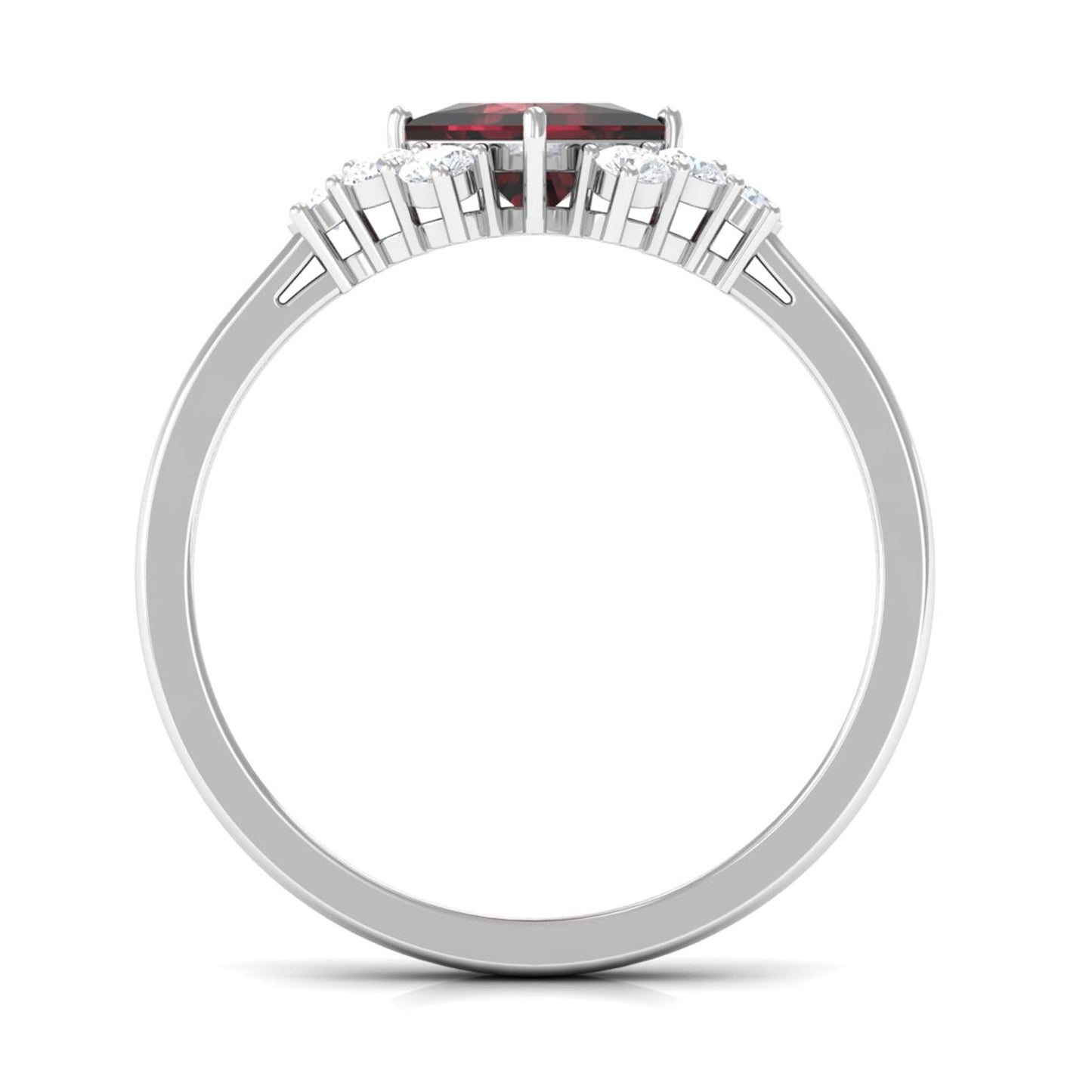 Real 1.4 Carat Garnet Princess Cut Engagement Ring with Diamond