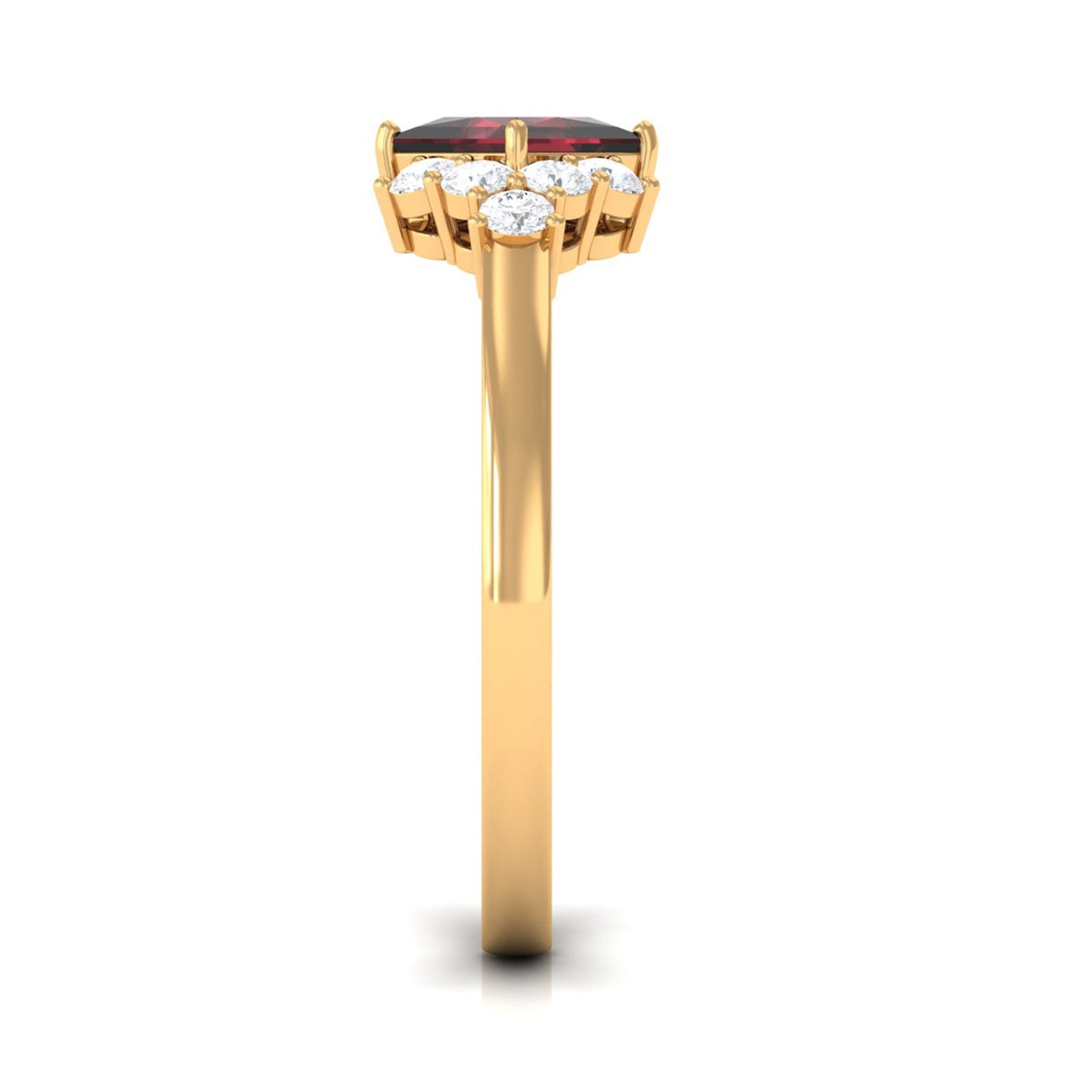 Real 1.4 Carat Garnet Princess Cut Engagement Ring with Diamond