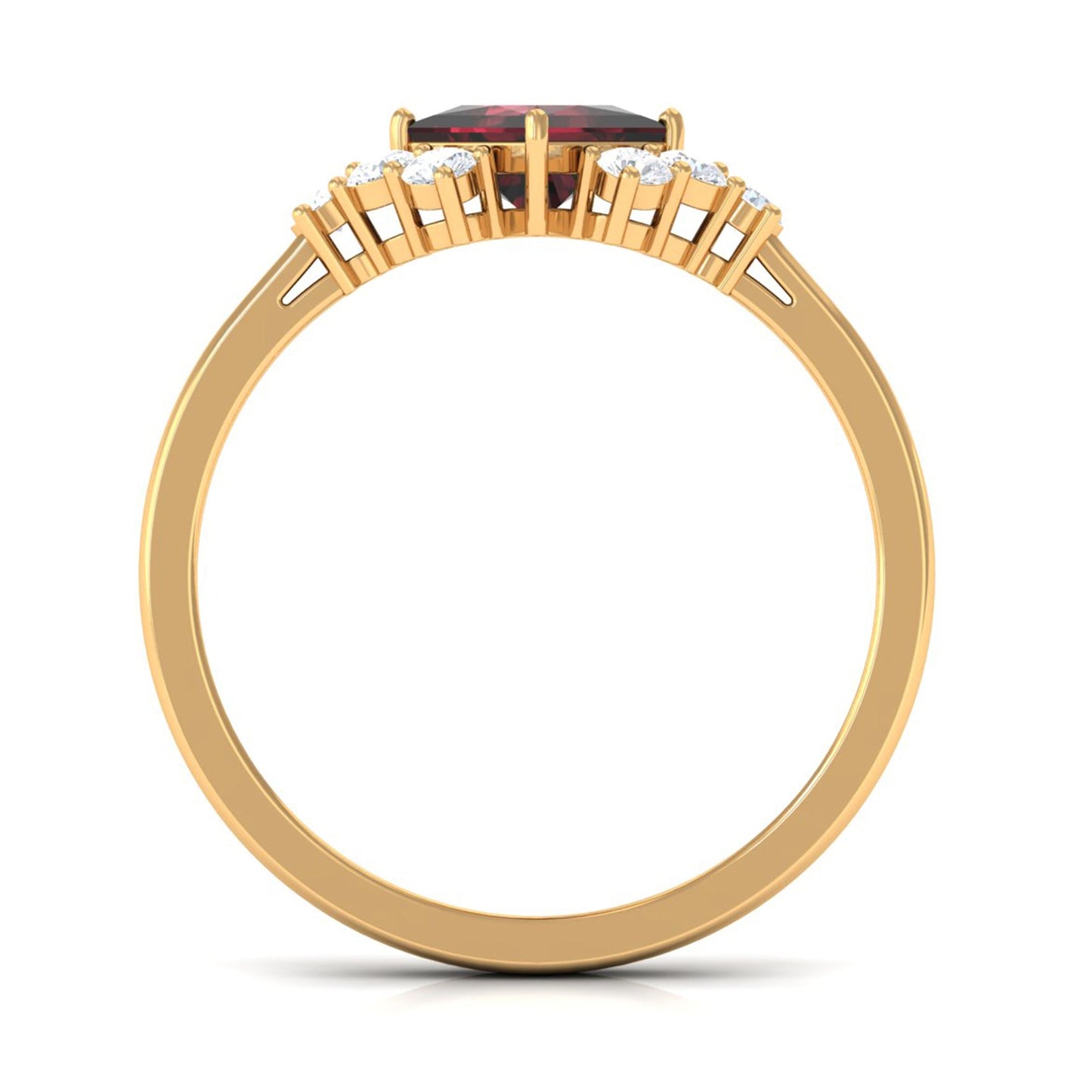Real 1.4 Carat Garnet Princess Cut Engagement Ring with Diamond