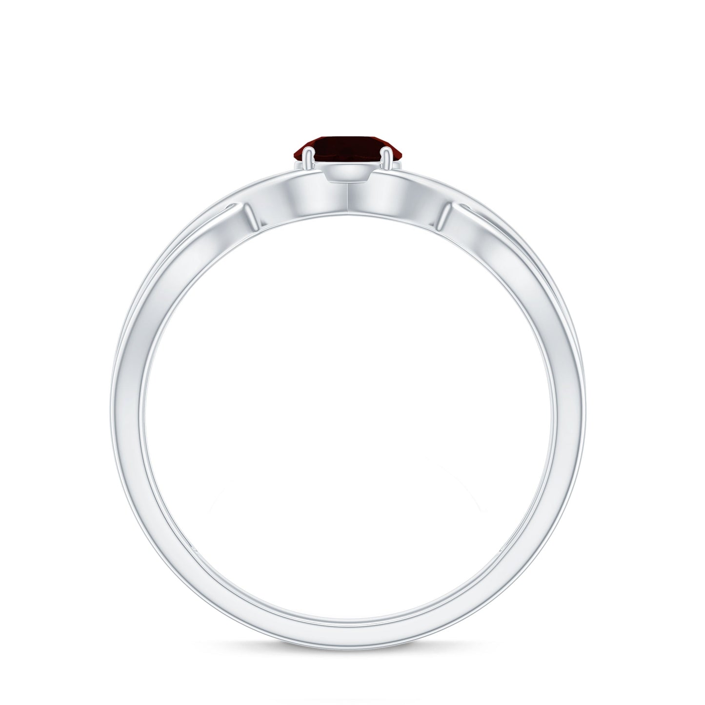 Genuine 2.3 Carat Garnet Solitaire Engagement Ring with Crossover Shank