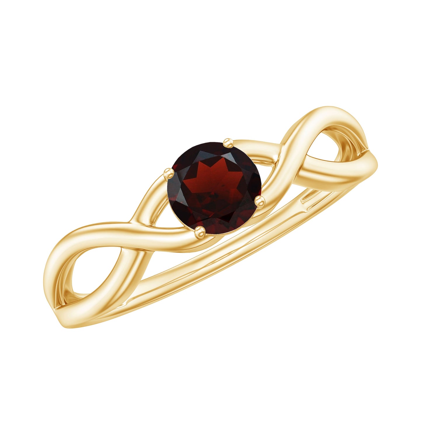 Genuine 2.3 Carat Garnet Solitaire Engagement Ring with Crossover Shank