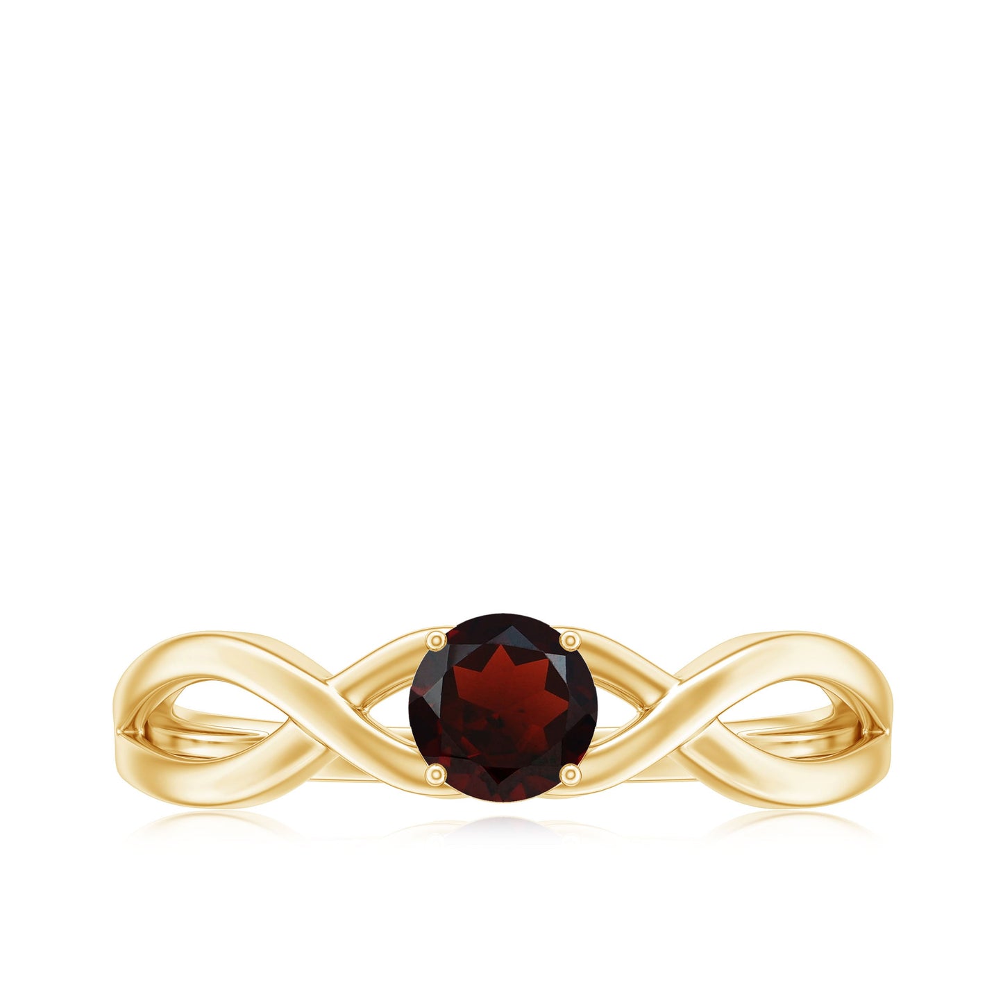 Genuine 2.3 Carat Garnet Solitaire Engagement Ring with Crossover Shank
