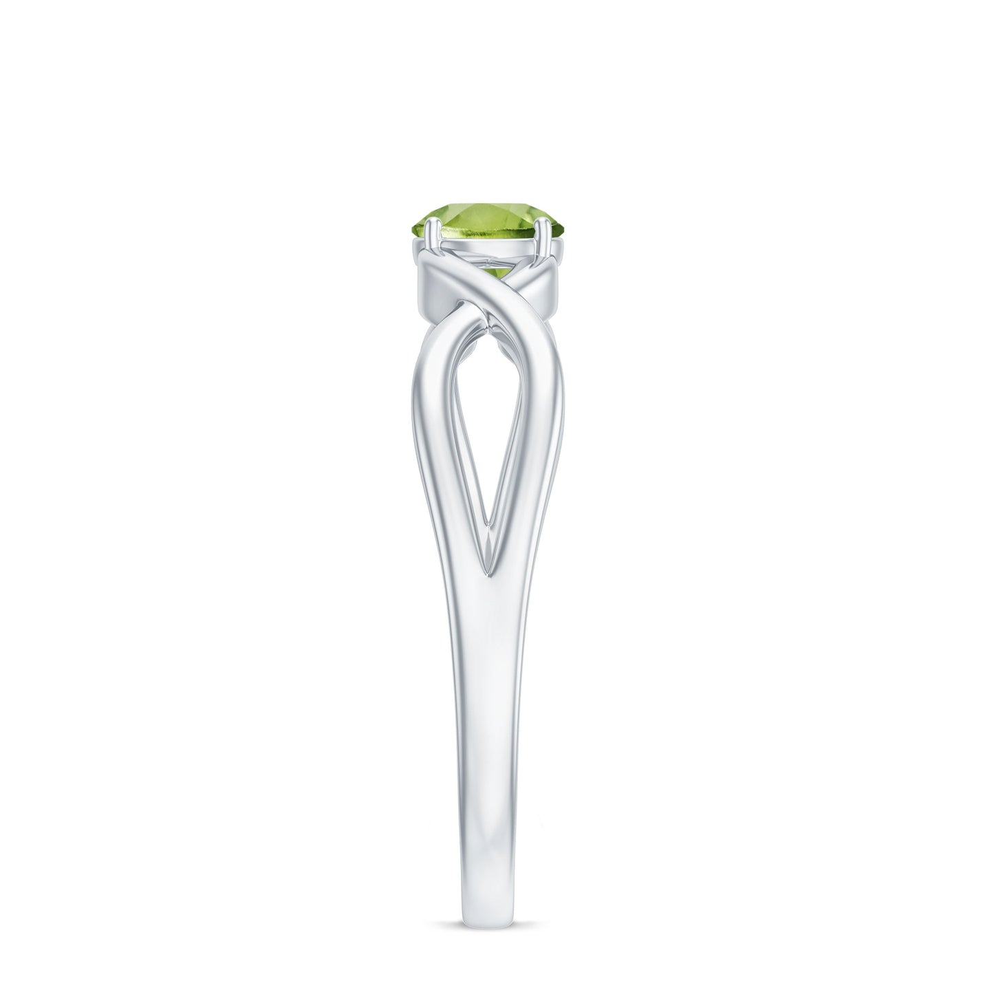 Natural Half Carat Peridot Promise Ring with Crossover Shank