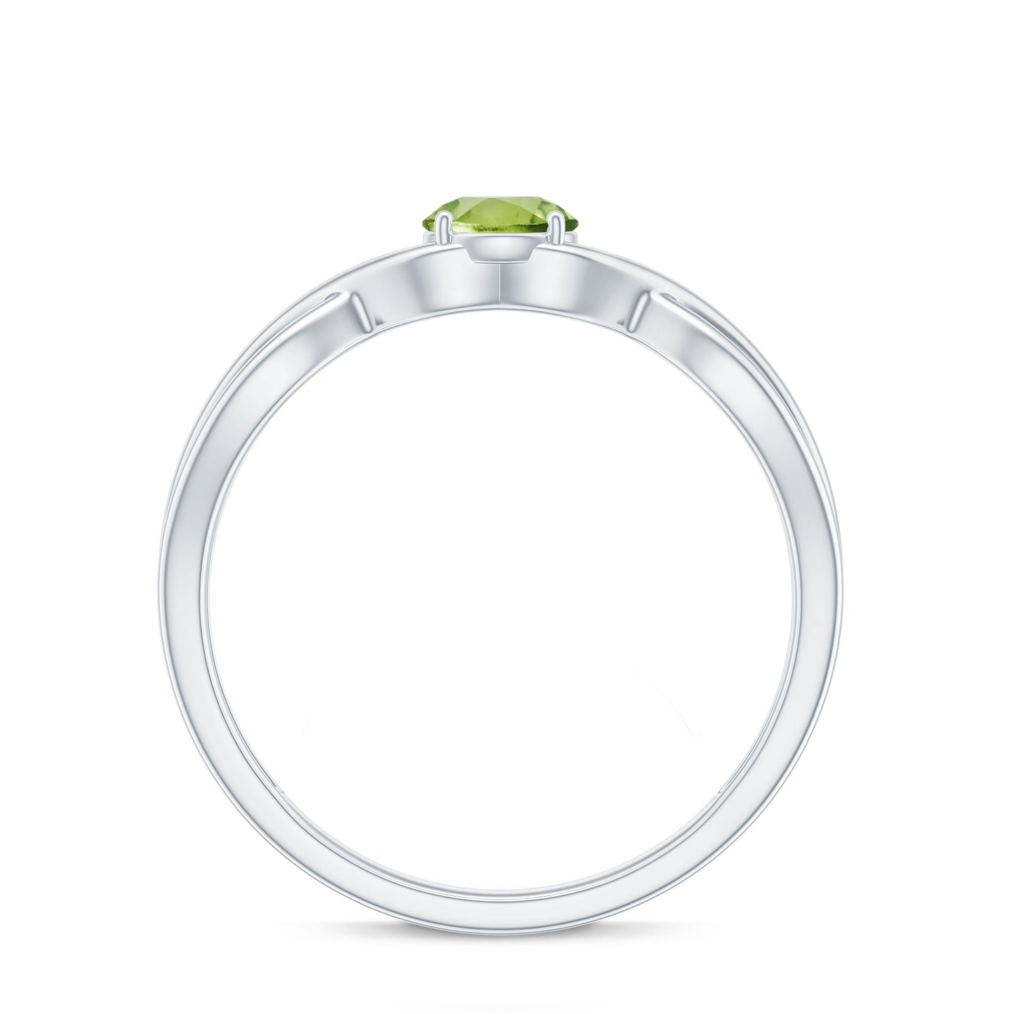 Natural Half Carat Peridot Promise Ring with Crossover Shank