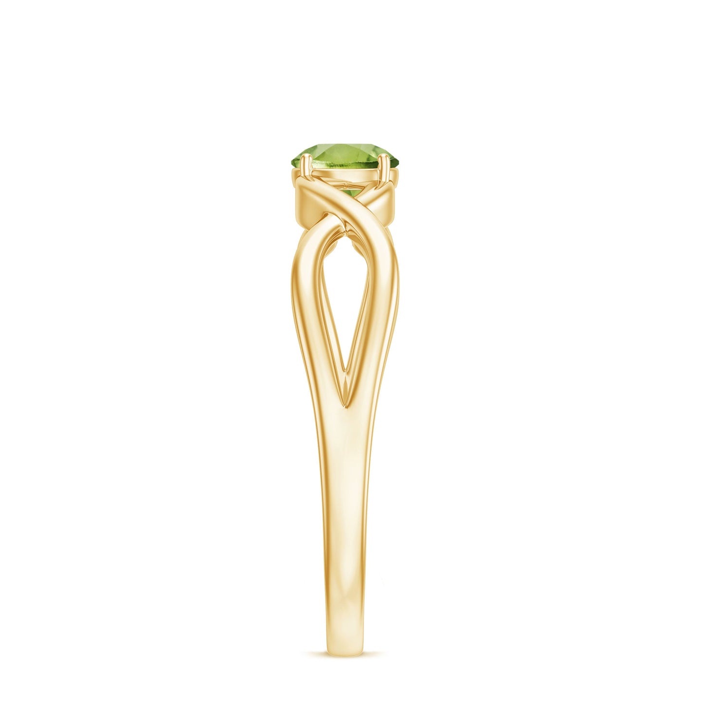 Natural Half Carat Peridot Promise Ring with Crossover Shank