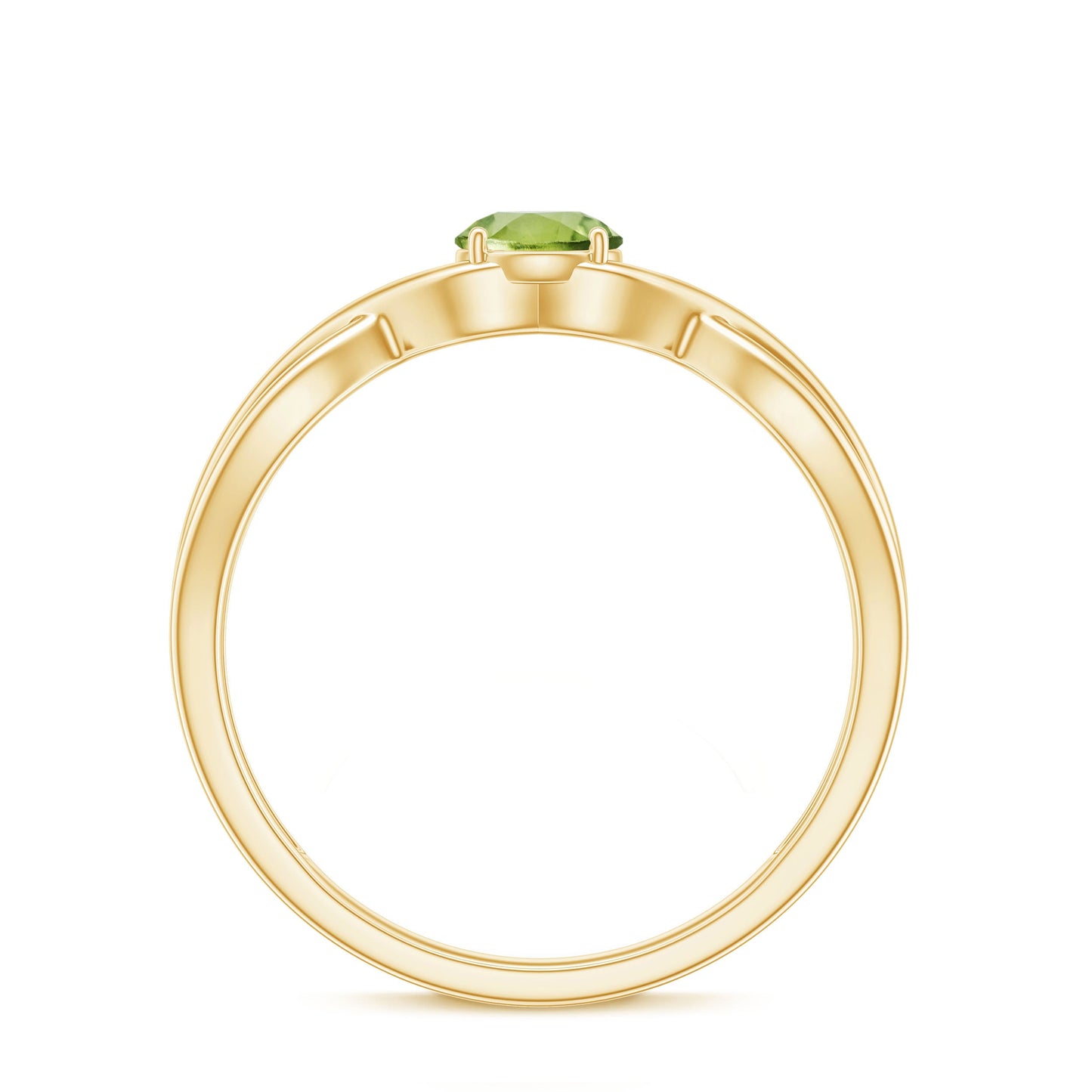 Natural Half Carat Peridot Promise Ring with Crossover Shank