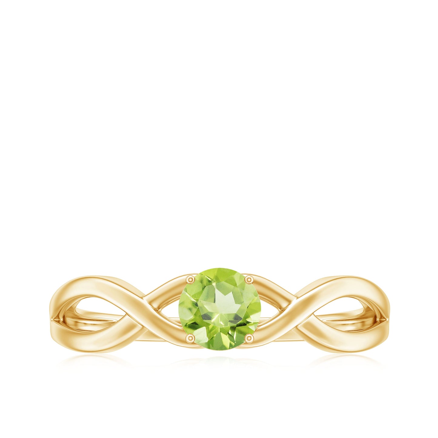 Natural Half Carat Peridot Promise Ring with Crossover Shank