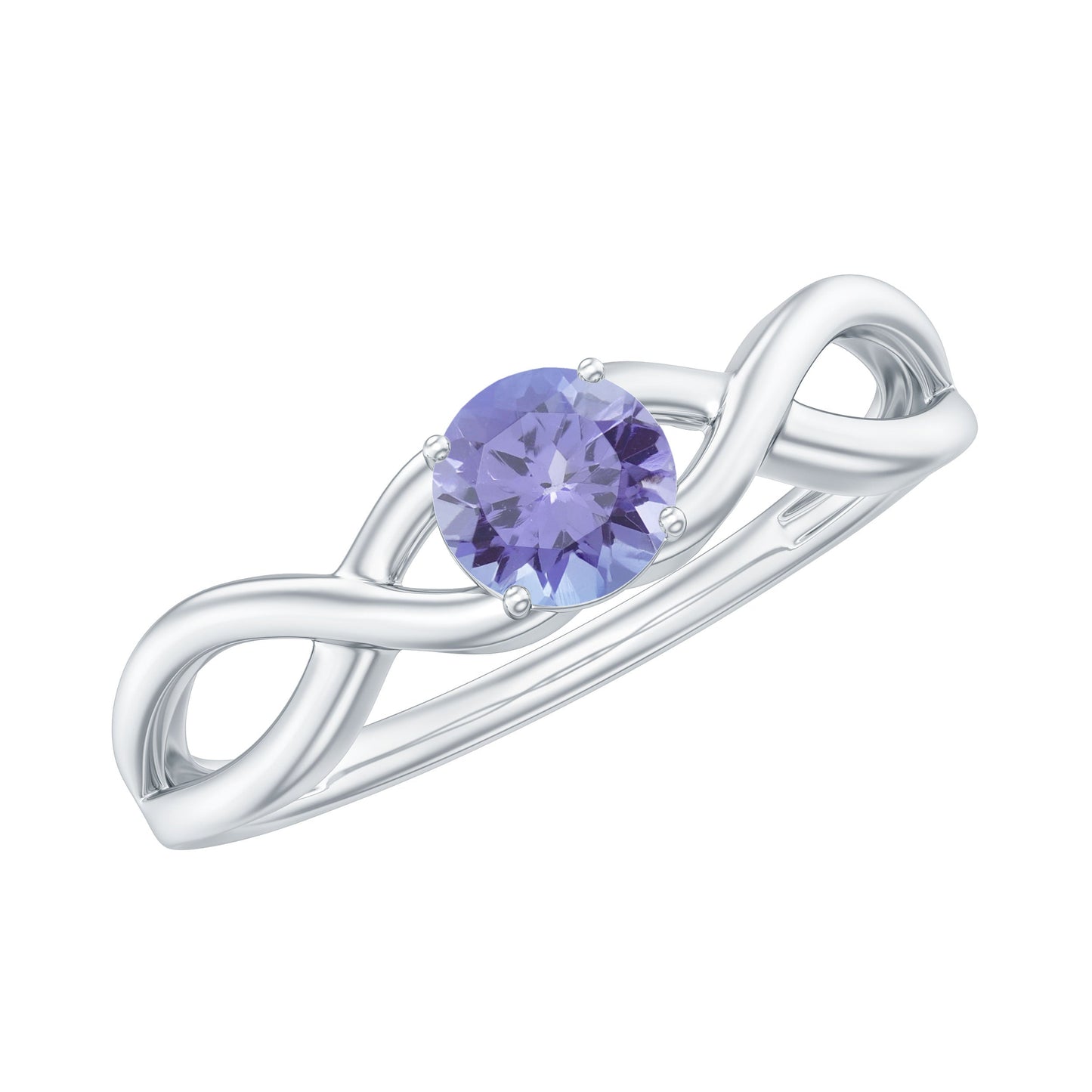 Genuine Tanzanite Promise Ring with Crossover Shank