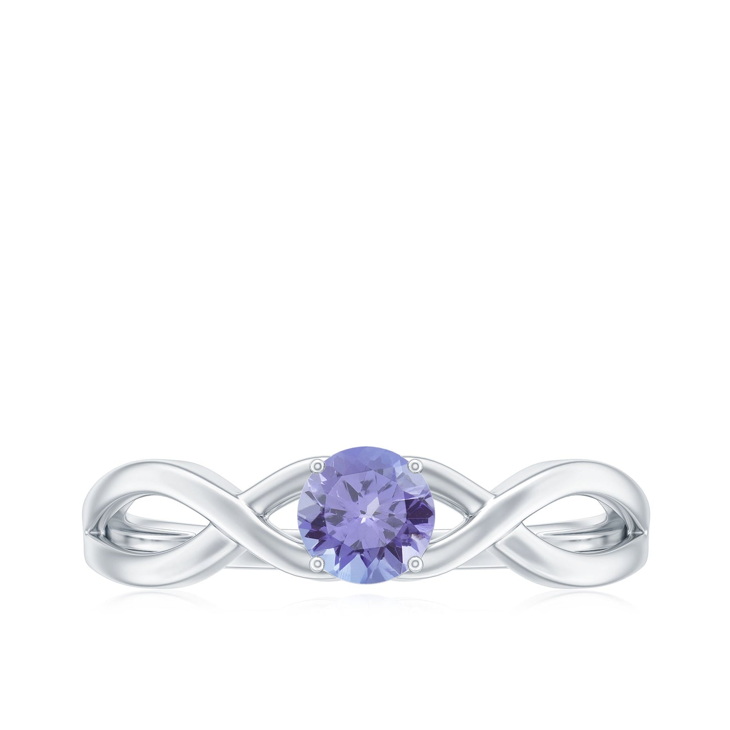 Genuine Tanzanite Promise Ring with Crossover Shank