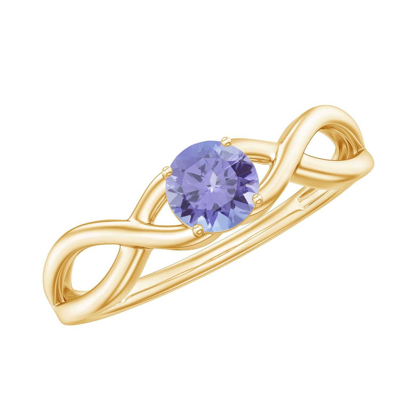 Genuine Tanzanite Promise Ring with Crossover Shank