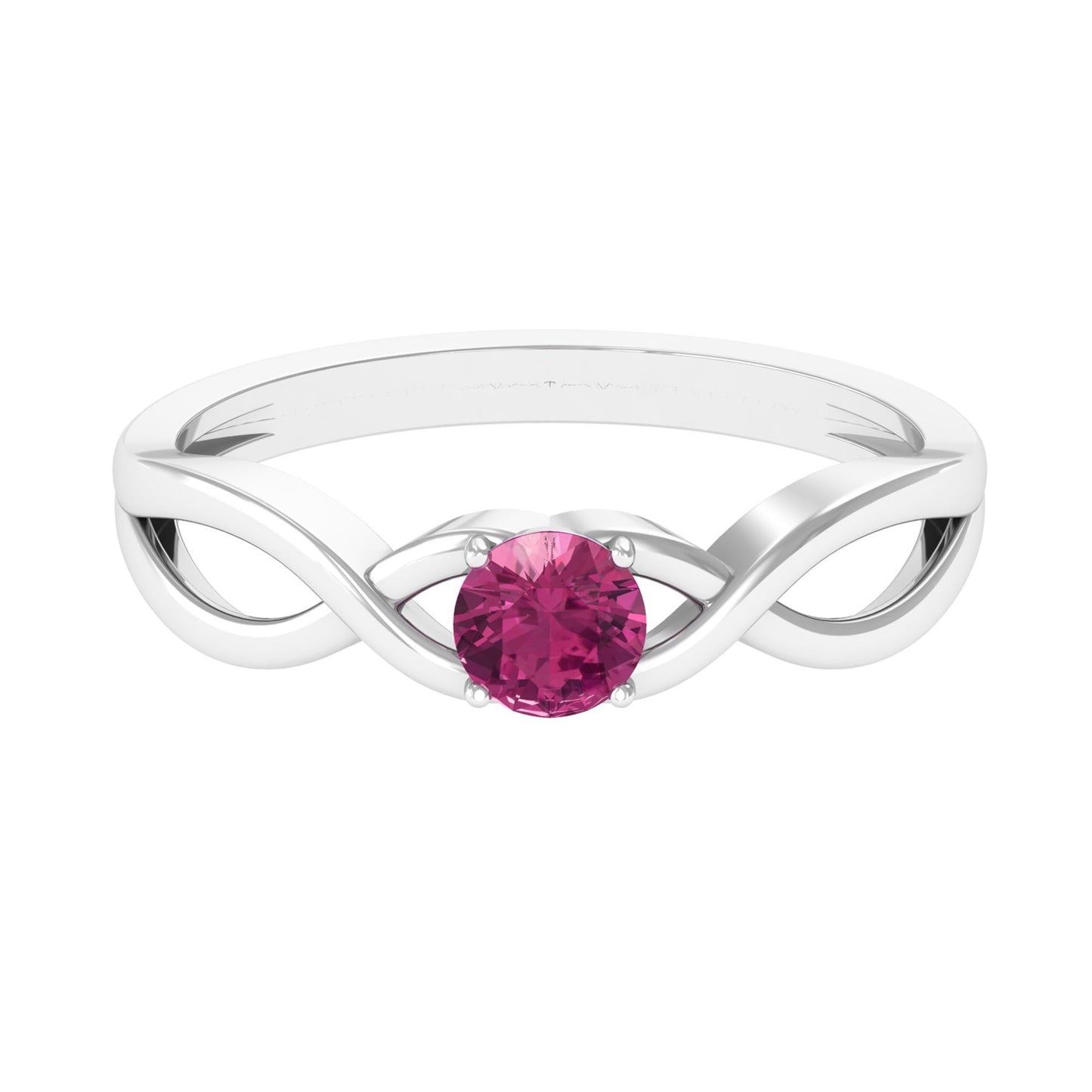0.4 Carat Real Pink Tourmaline Solitaire Ring with Crossover Shank