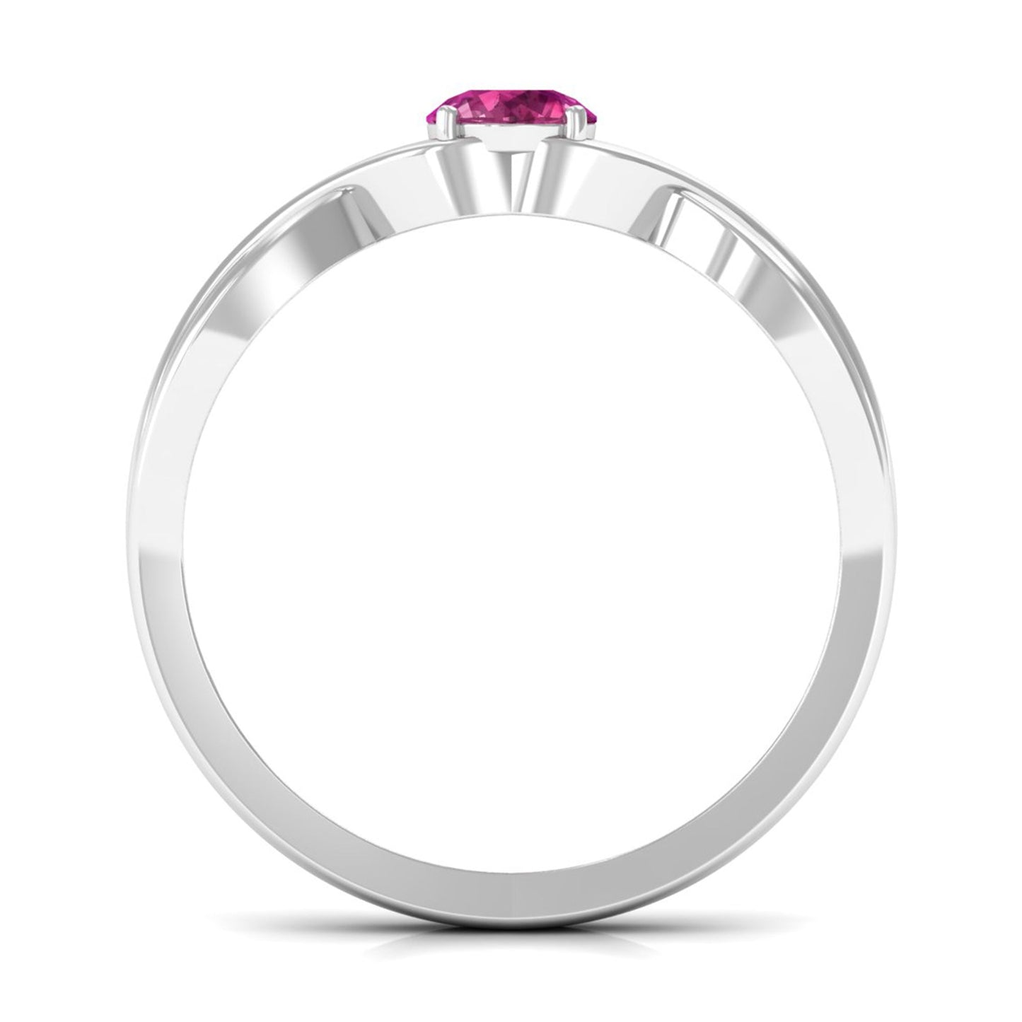 0.4 Carat Real Pink Tourmaline Solitaire Ring with Crossover Shank