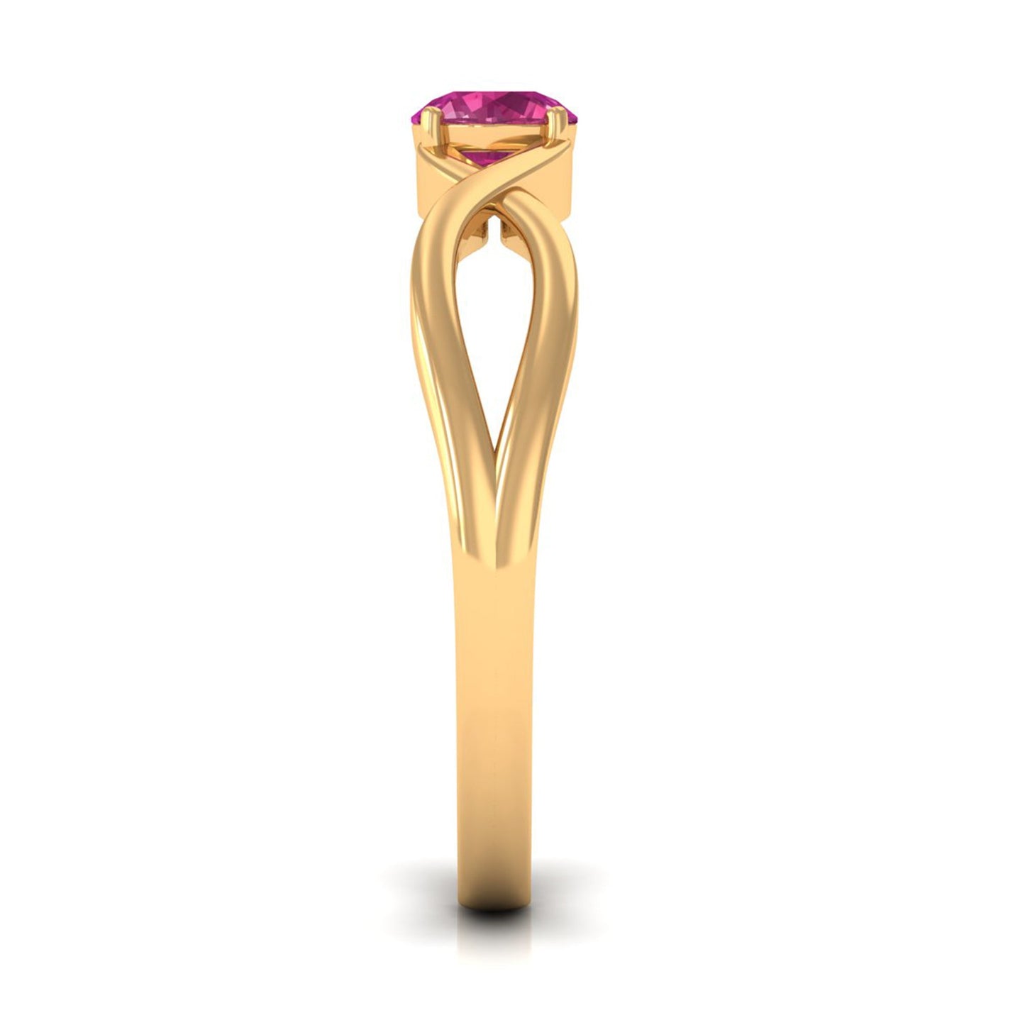 0.4 Carat Real Pink Tourmaline Solitaire Ring with Crossover Shank