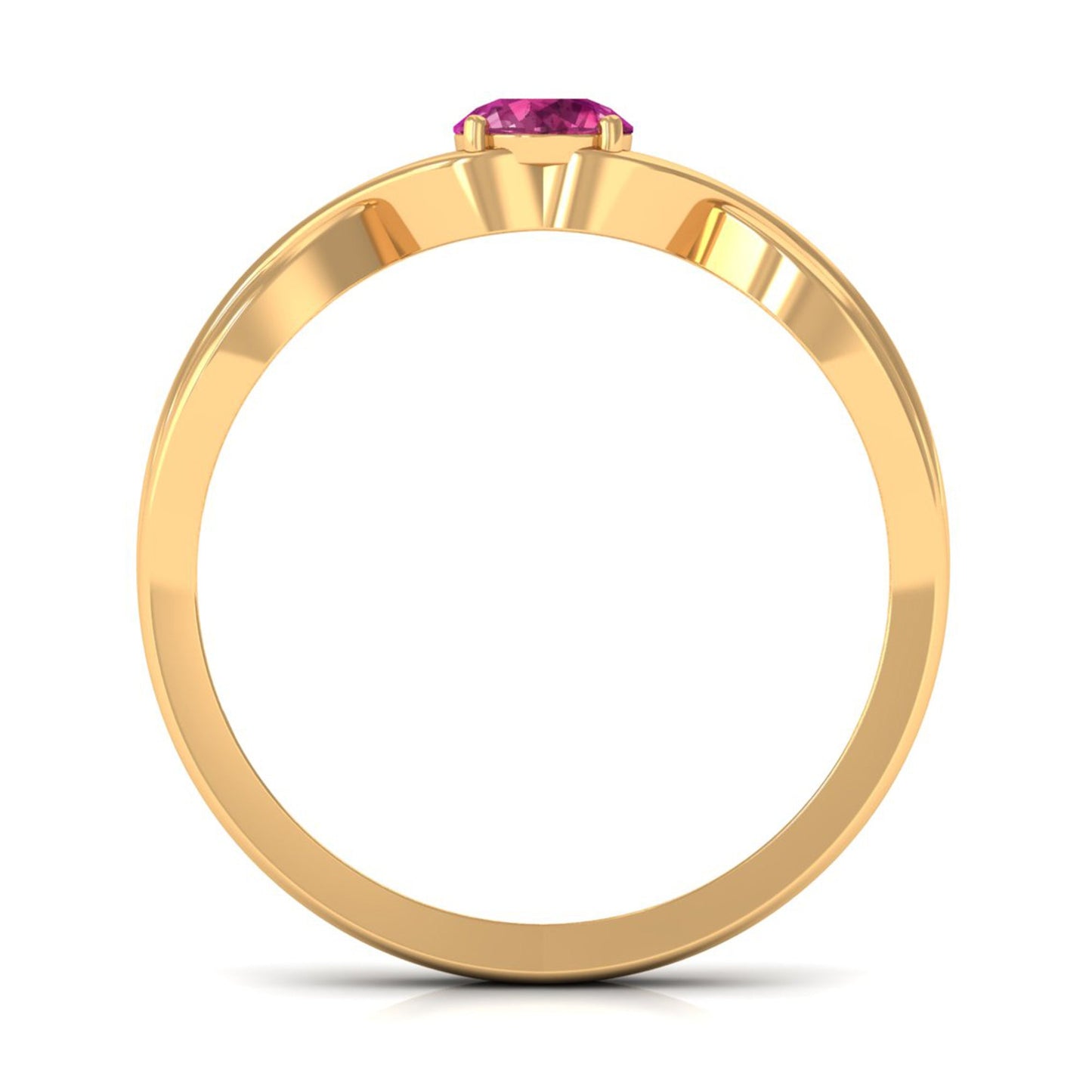 0.4 Carat Real Pink Tourmaline Solitaire Ring with Crossover Shank