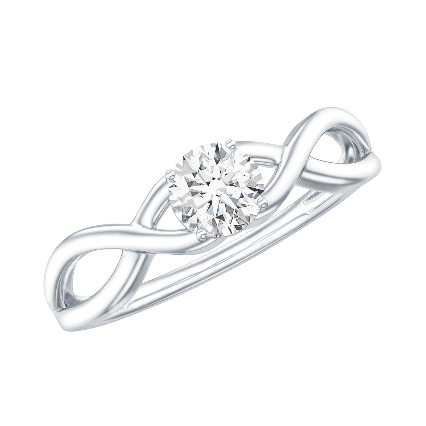 Round Moissanite Solitaire Promise Ring with Infinity Band
