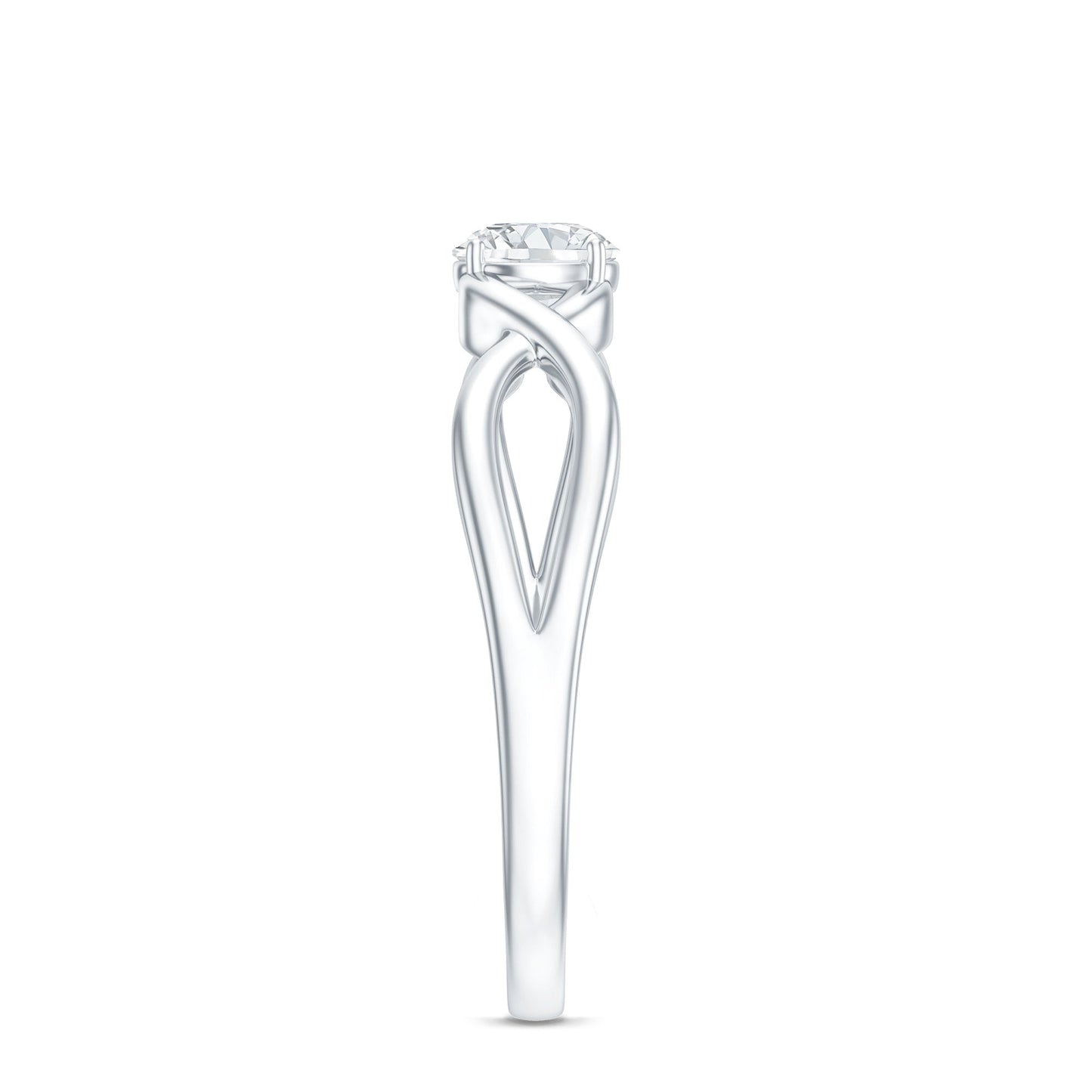 Round Moissanite Solitaire Promise Ring with Infinity Band