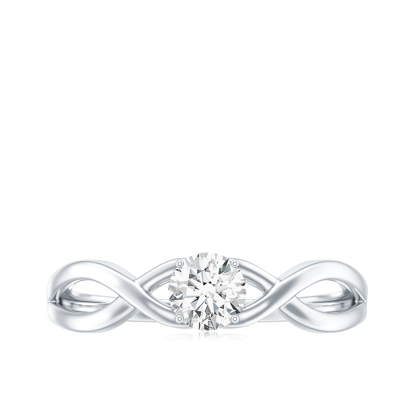 Round Moissanite Solitaire Promise Ring with Infinity Band