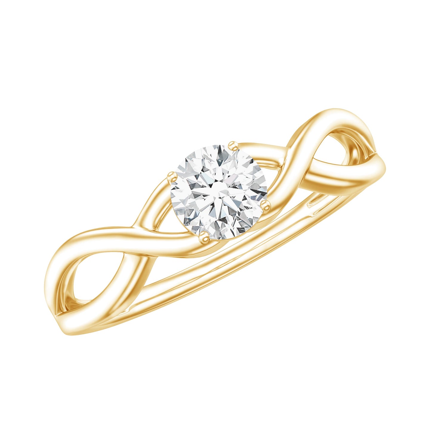 Round Moissanite Solitaire Promise Ring with Infinity Band