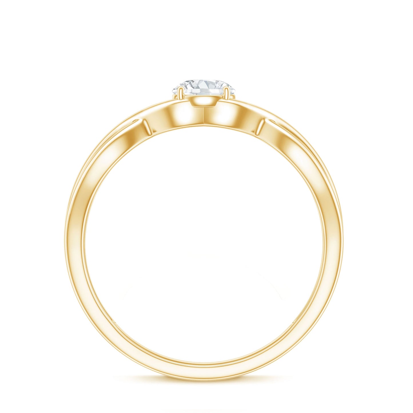 Round Moissanite Solitaire Promise Ring with Infinity Band