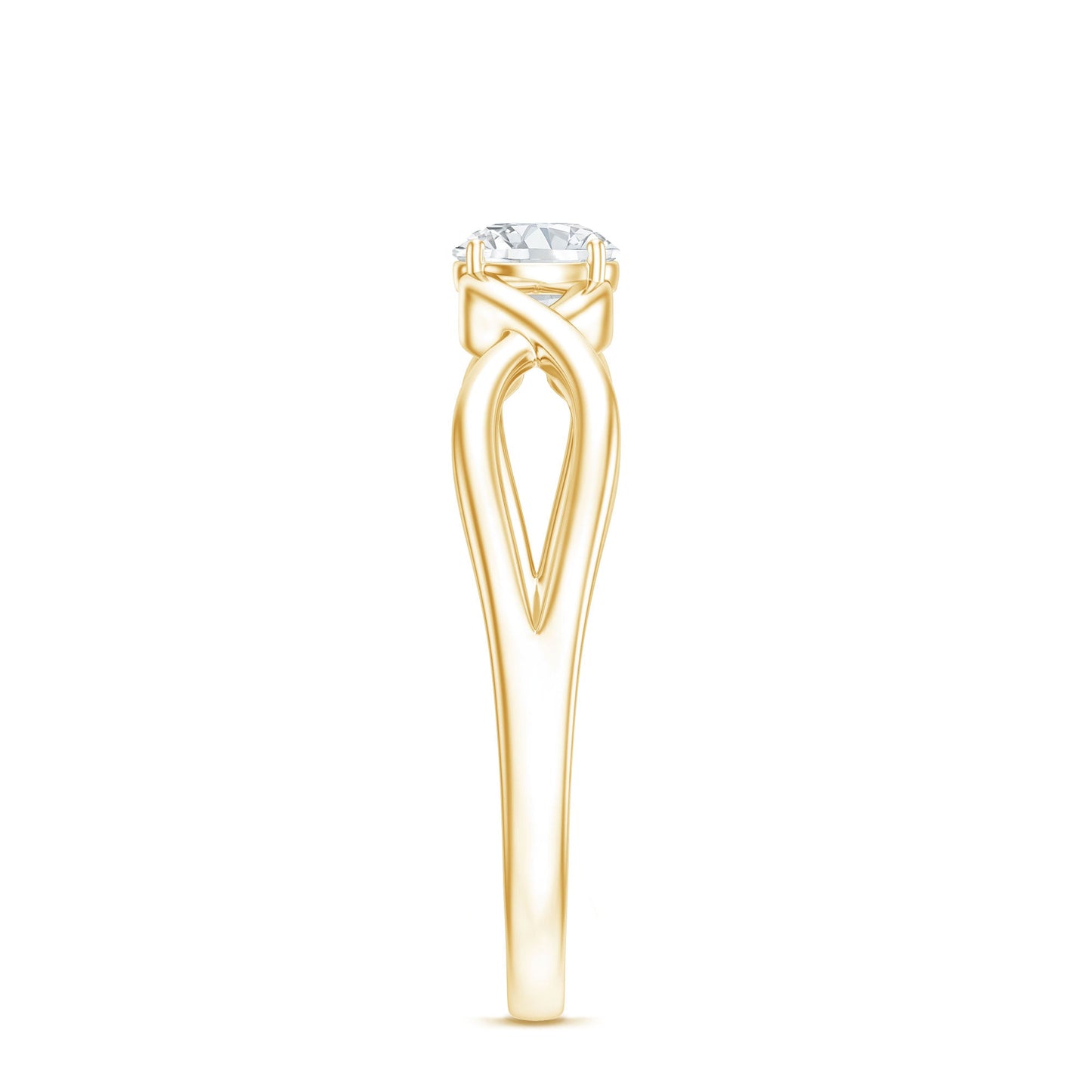 Round Moissanite Solitaire Promise Ring with Infinity Band