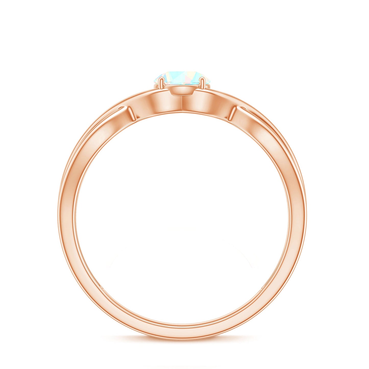 Natural Ethiopian Rainbow Opal Promise Ring with Crossover Shank