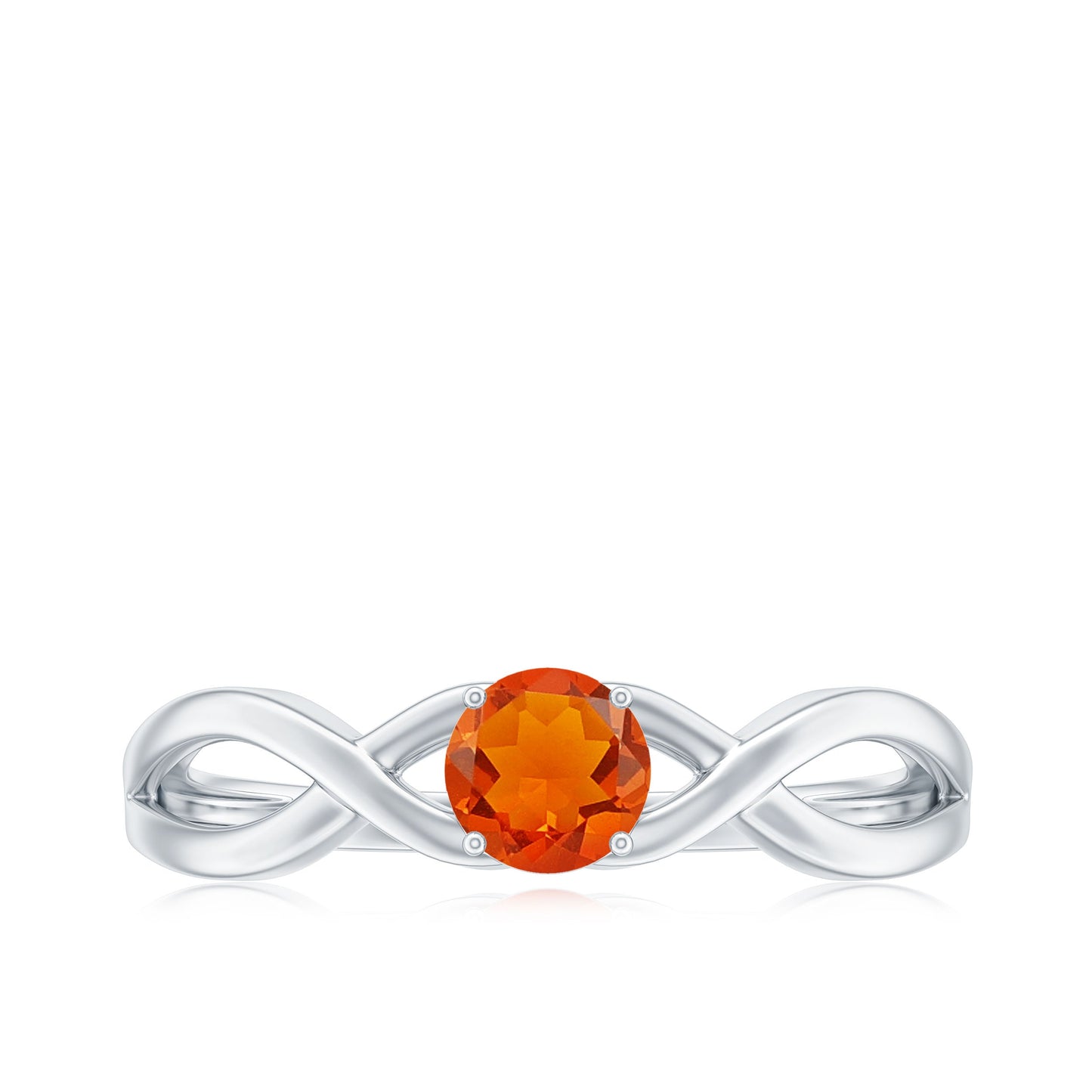 0.4 Carat Solitaire Fire Opal Crossover Engagement Ring