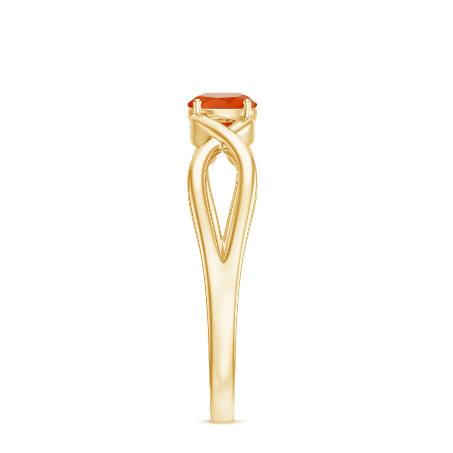 0.4 Carat Solitaire Fire Opal Crossover Engagement Ring