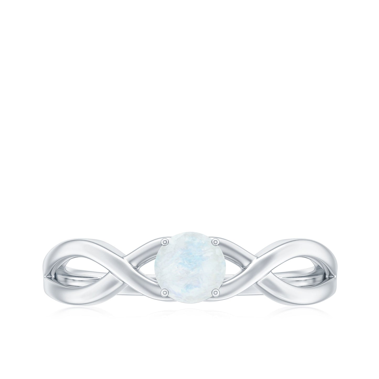 Round Moonstone Solitaire Promise Ring in Crossover Shank