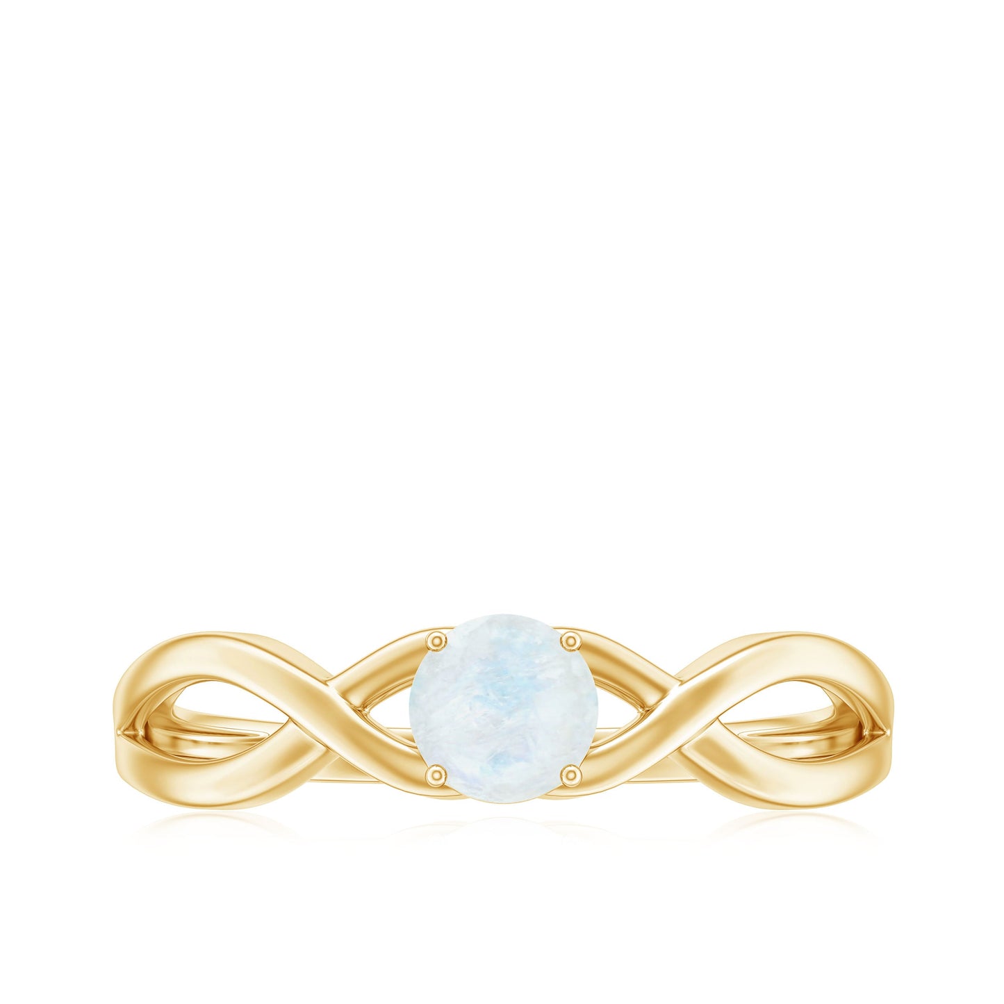 Round Moonstone Solitaire Promise Ring in Crossover Shank