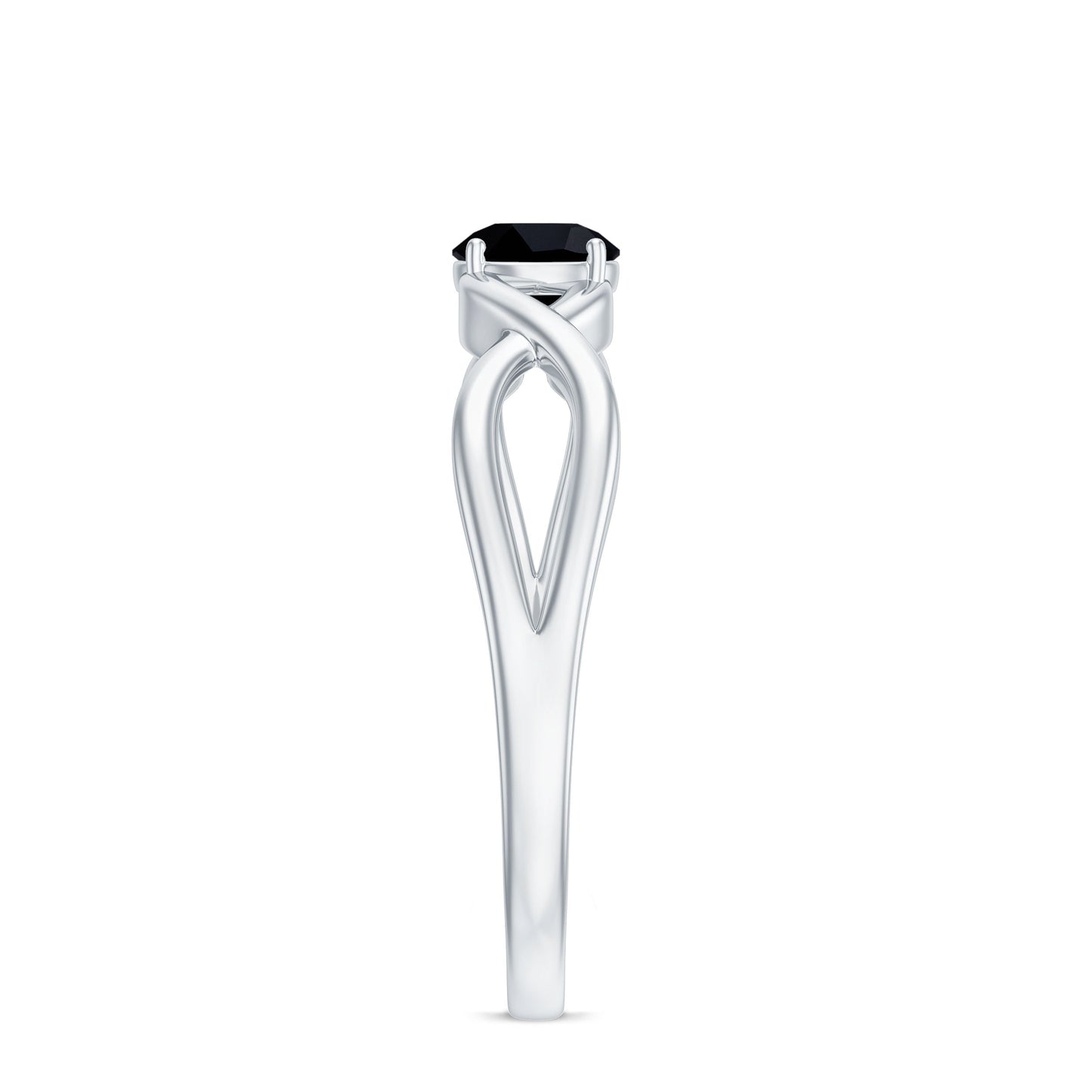 Natural Black Spinel Proposal Ring with Crossover Shank