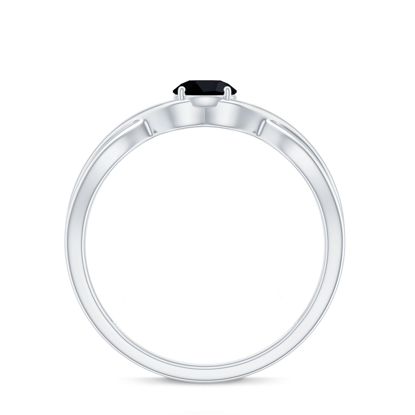 Natural Black Spinel Proposal Ring with Crossover Shank