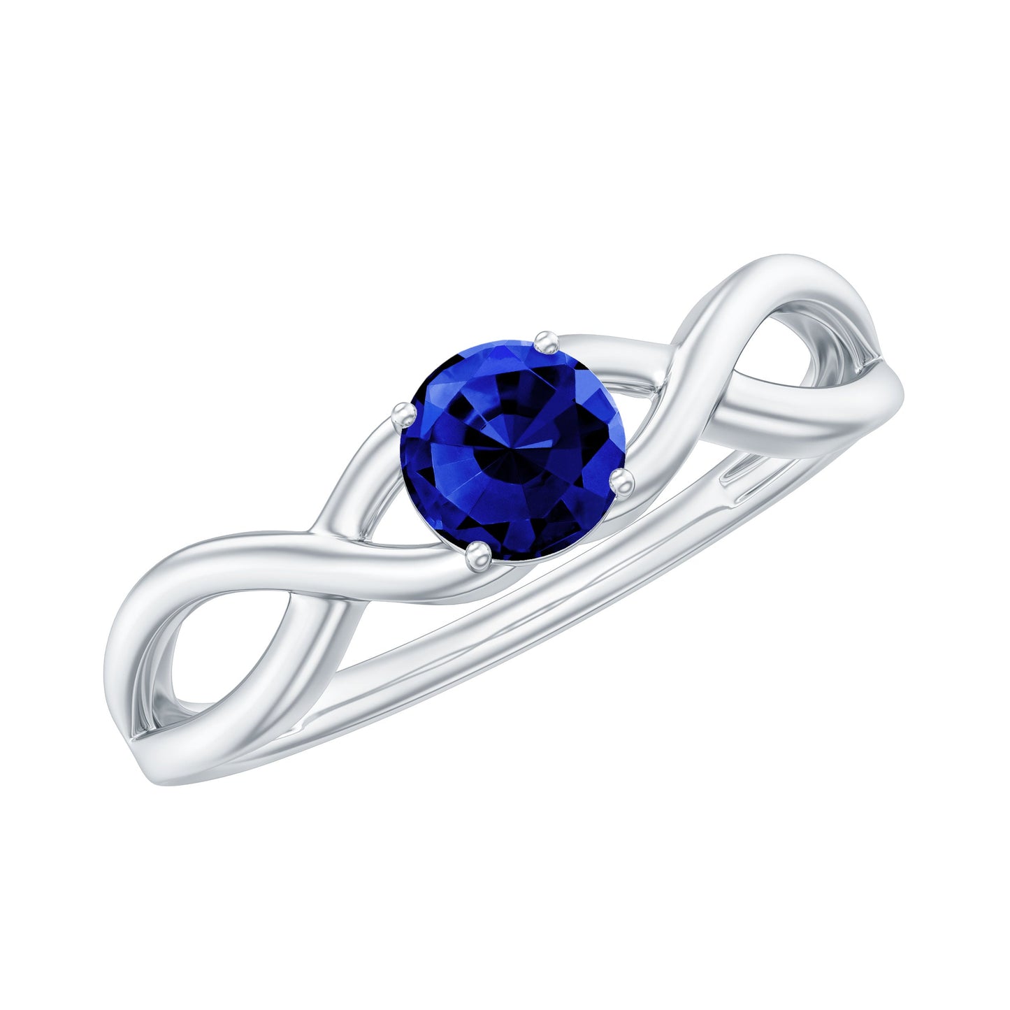 Certified 0.6 Carat Lab Grown Blue Sapphire Infinity Promise Ring