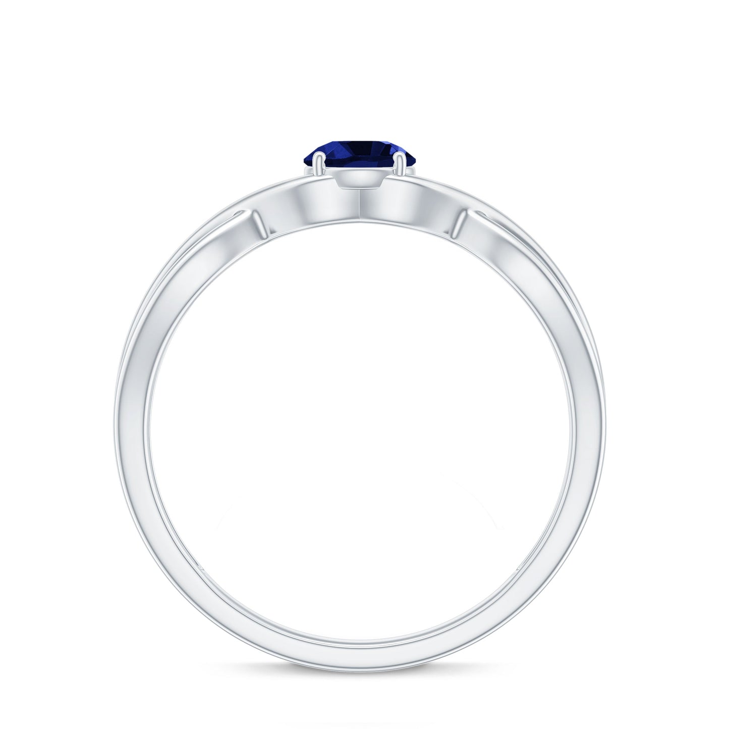 Certified 0.6 Carat Lab Grown Blue Sapphire Infinity Promise Ring