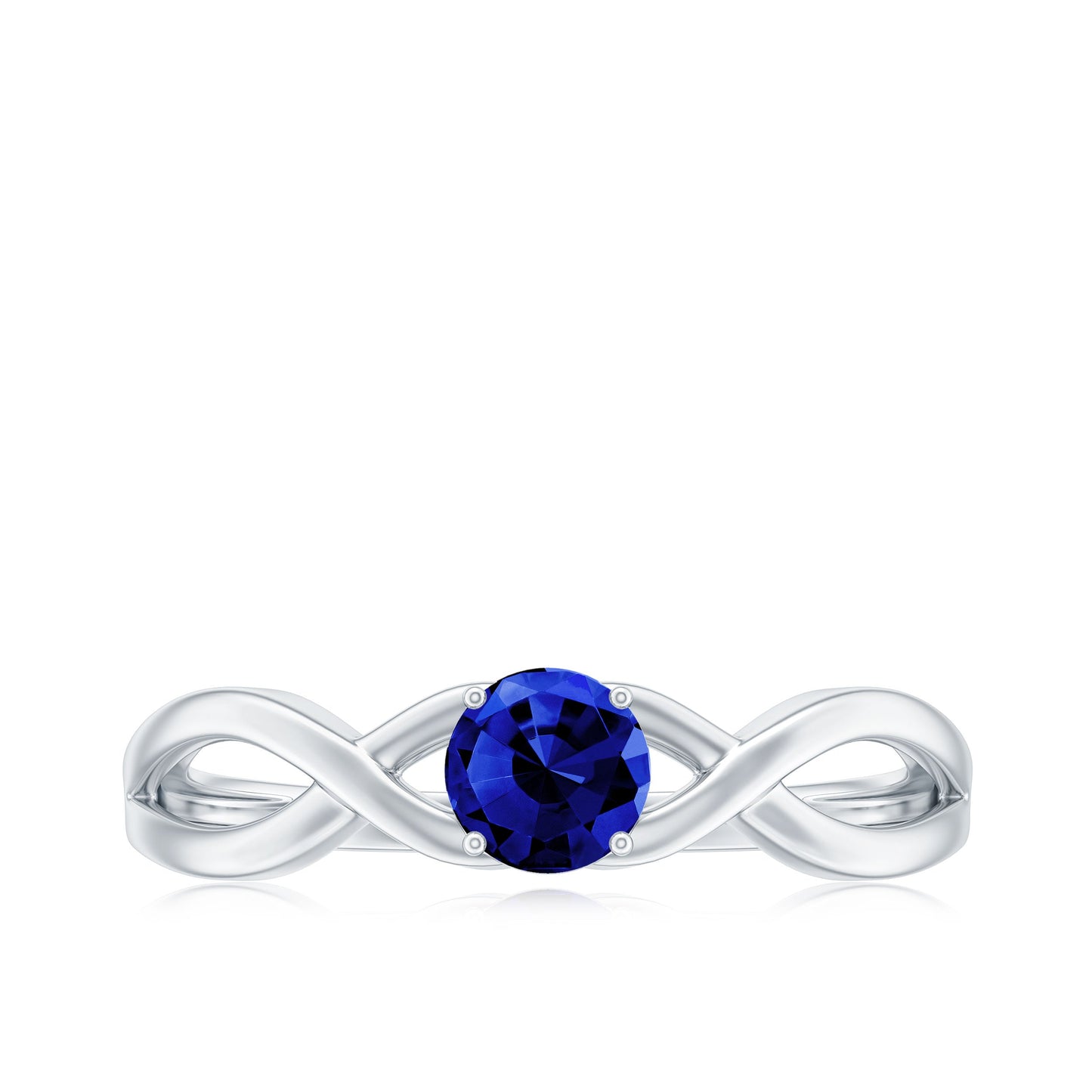Certified 0.6 Carat Lab Grown Blue Sapphire Infinity Promise Ring