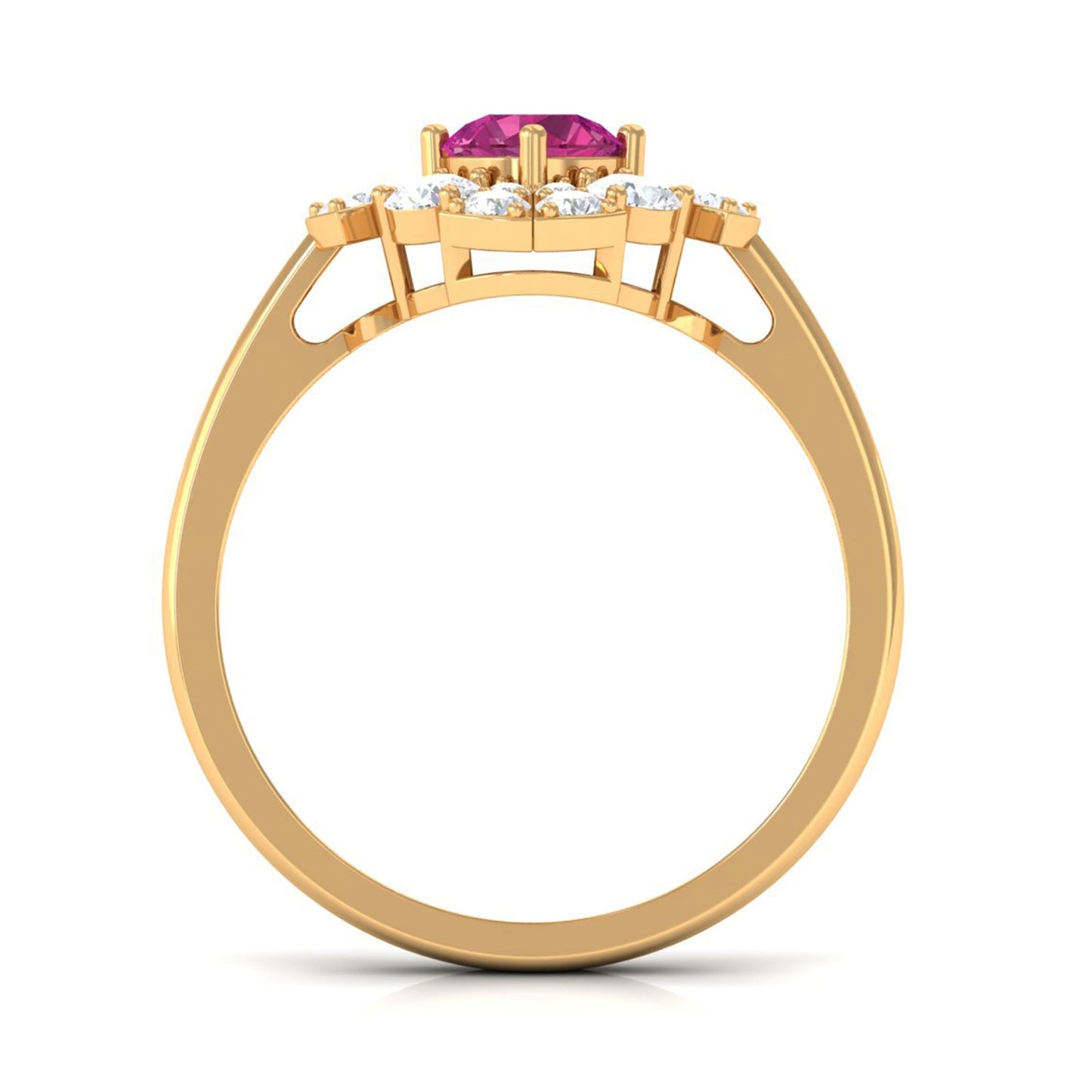 Pink Tourmaline Flower Inspired Engagement Ring with Moissanite