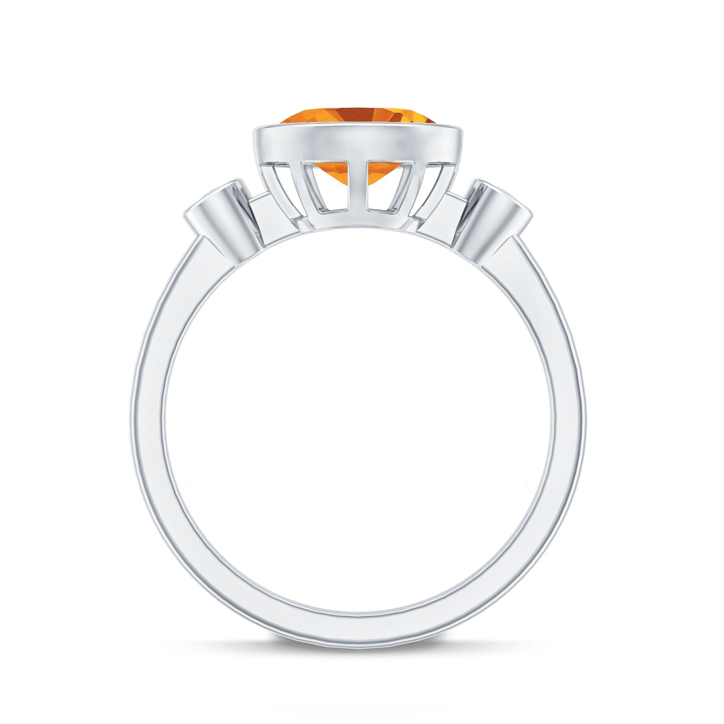 Natural 1 Carat Citrine Diamond Oval Engagement Ring in Bezel Set