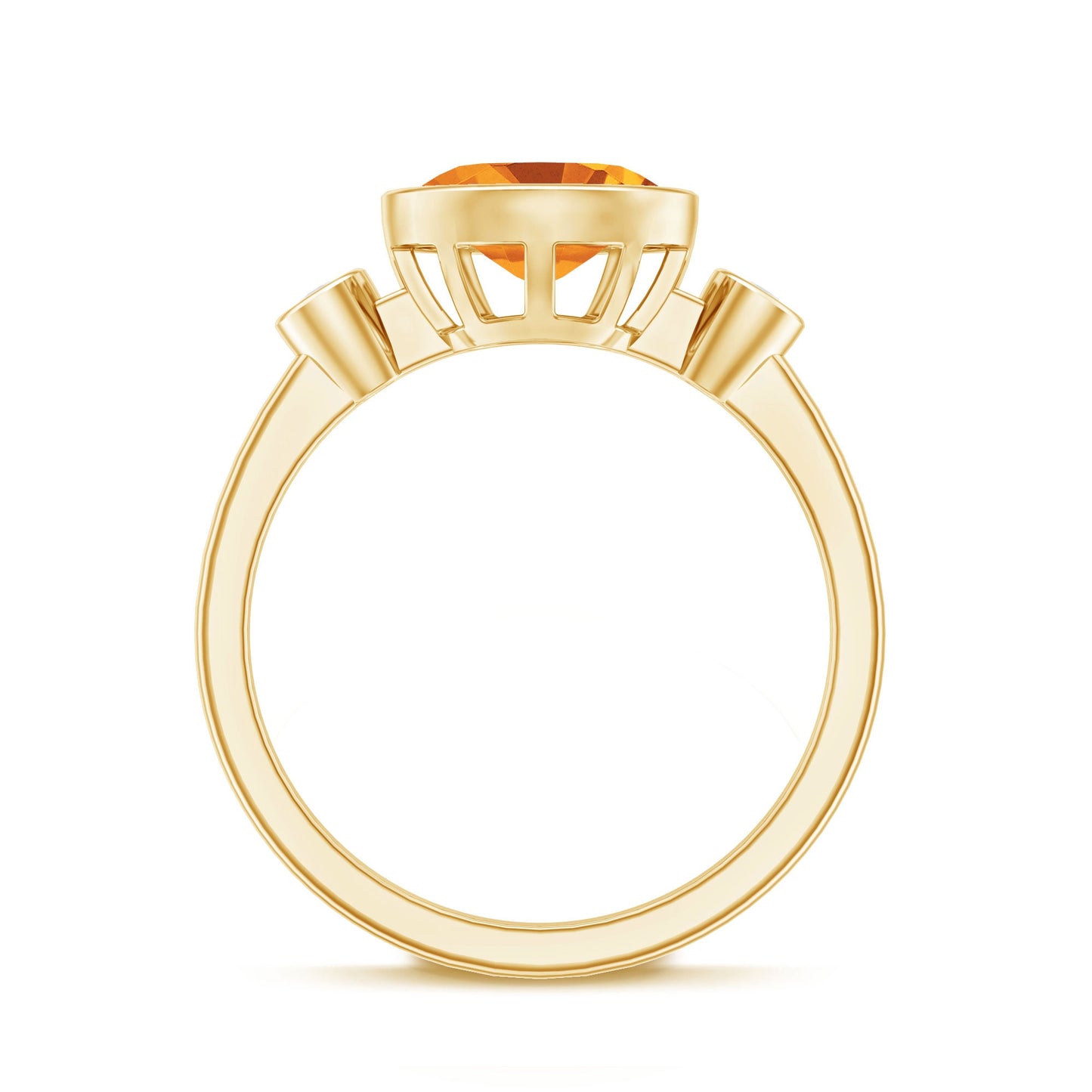 Natural 1 Carat Citrine Diamond Oval Engagement Ring in Bezel Set