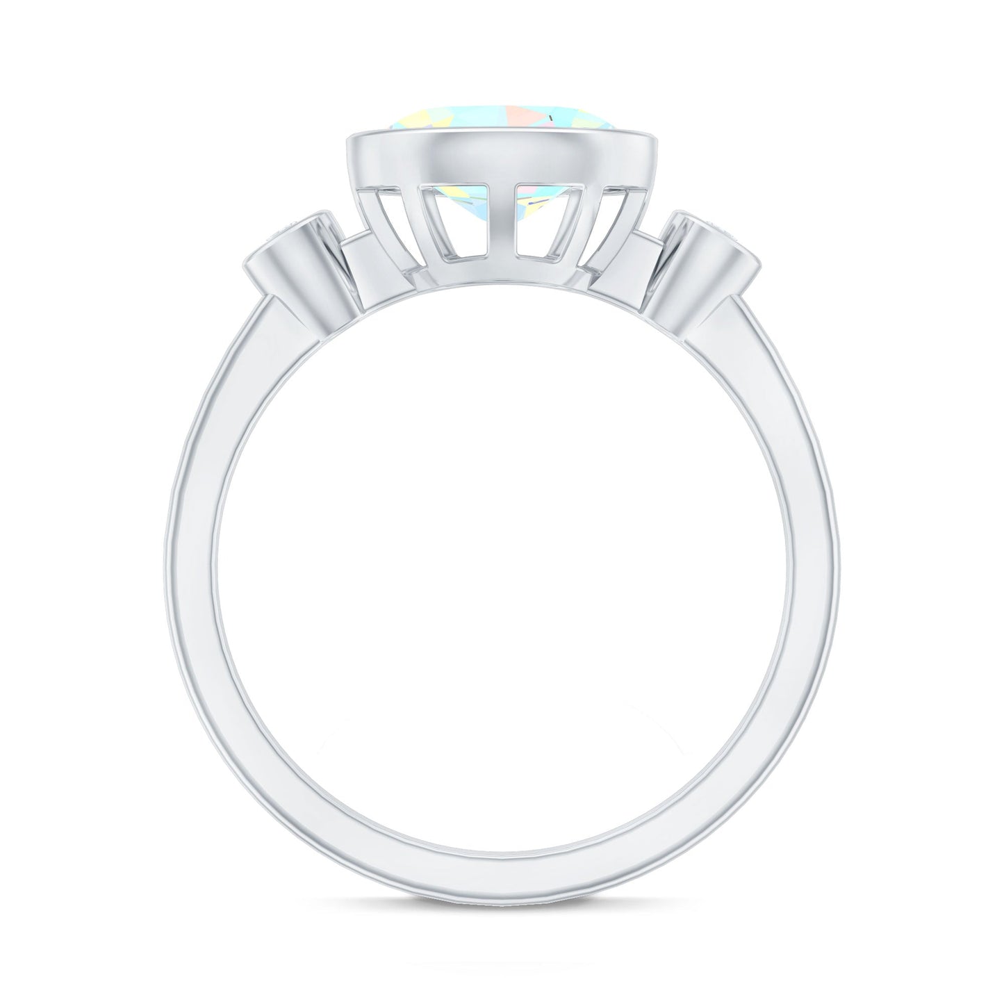 Oval Cut Ethiopian Opal East West Engagement Ring with Diamond