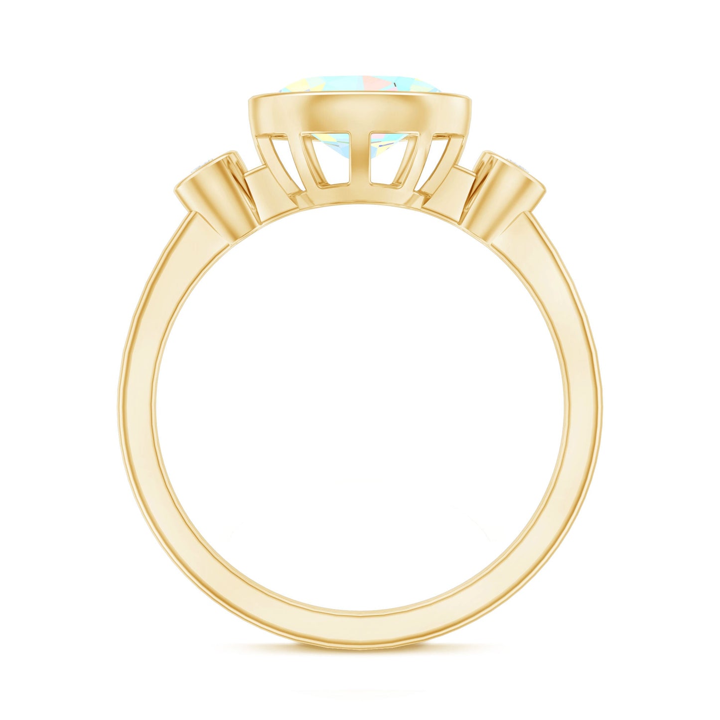 Oval Cut Ethiopian Opal East West Engagement Ring with Diamond
