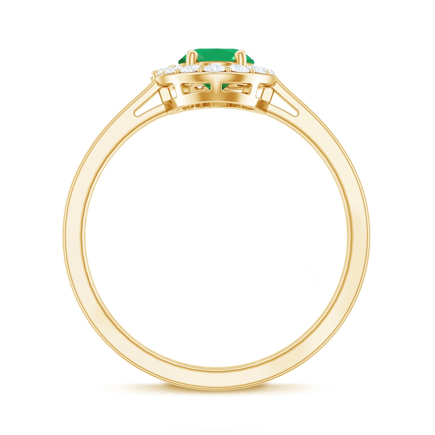 Natural Emerald Oval Engagement Ring with Diamond Halo