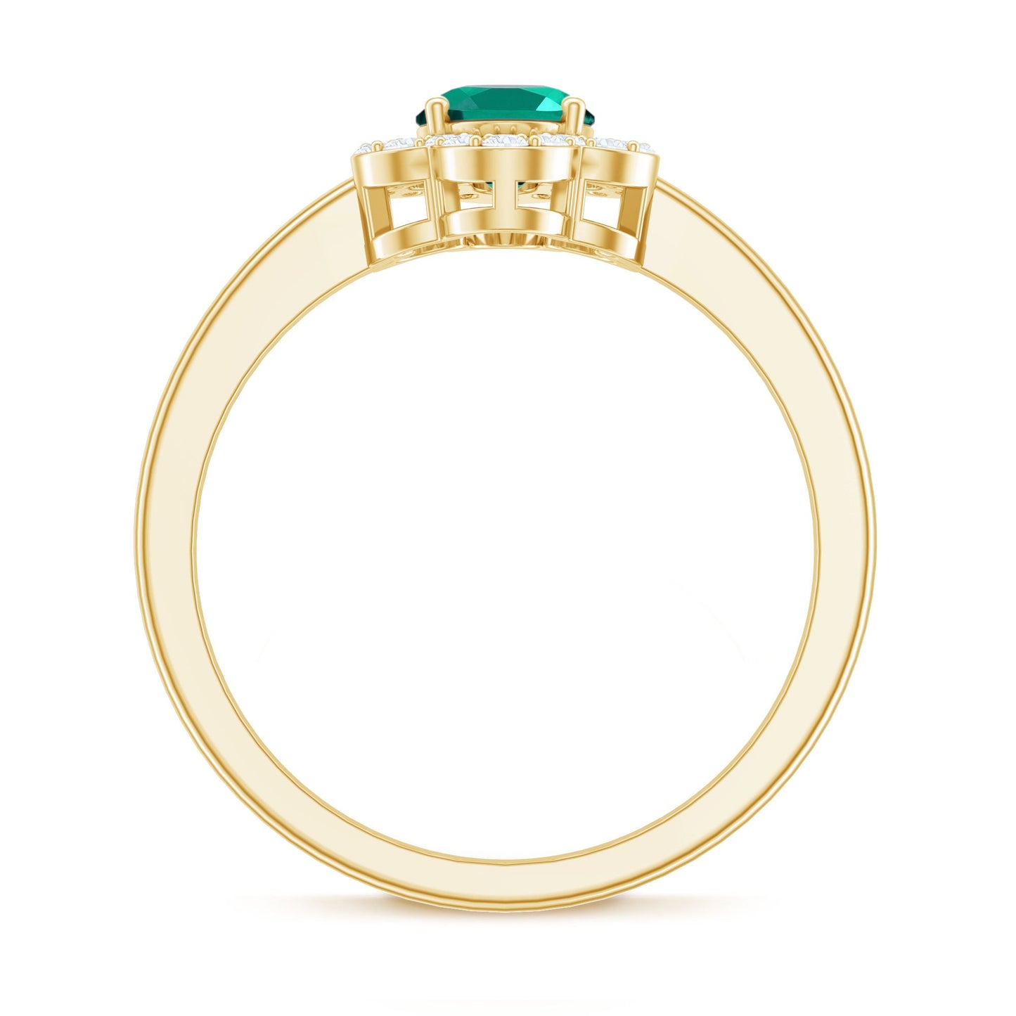 Certified Lab Grown Emerald Diamond Flower Engagement Ring With Diamonds