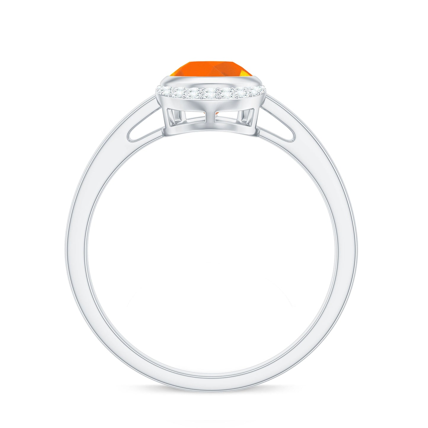 Bezel Set Fire Opal Teardrop Cocktail Engagement Ring with Diamond Accent