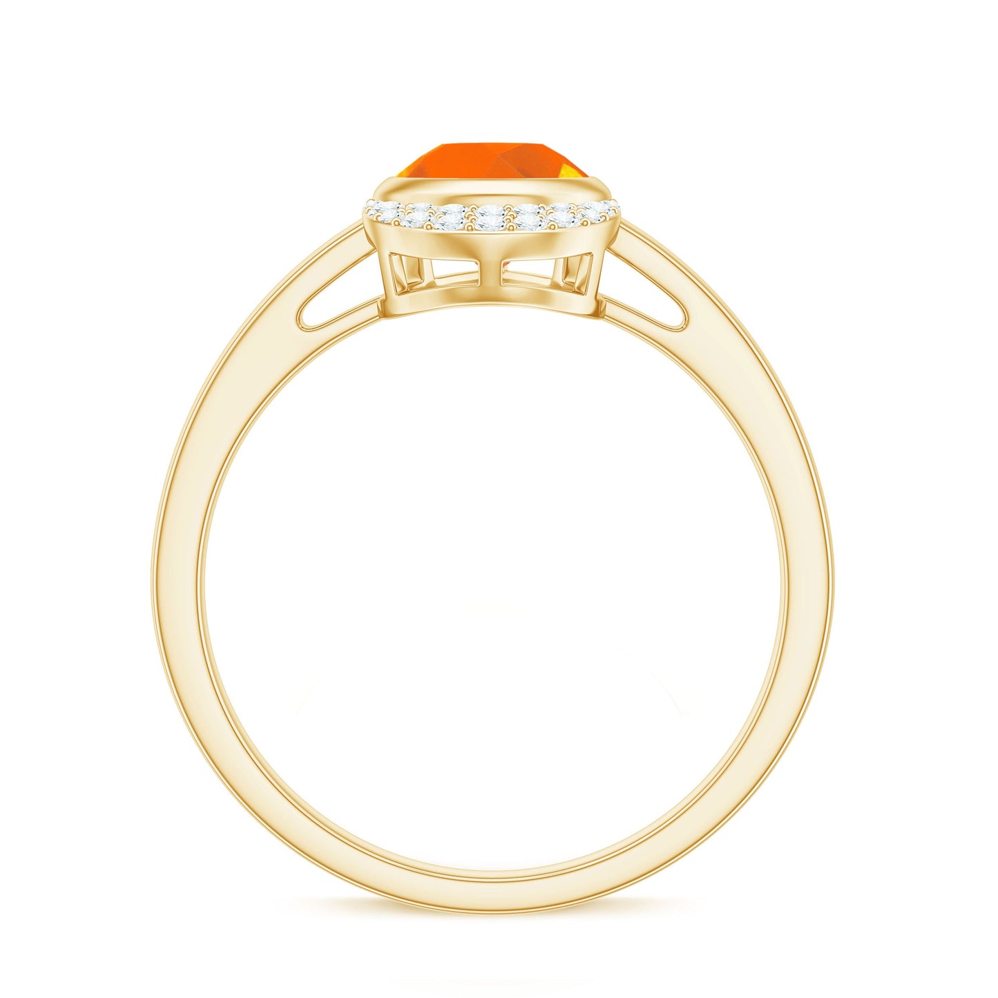 Bezel Set Fire Opal Teardrop Cocktail Engagement Ring with Diamond Accent