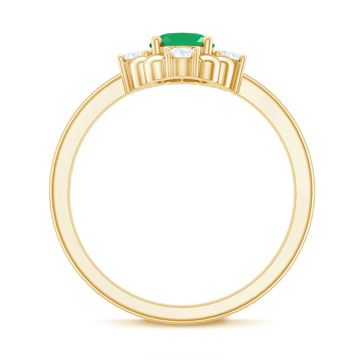 Certified Real Emerald Oval Engagement Ring with Diamond